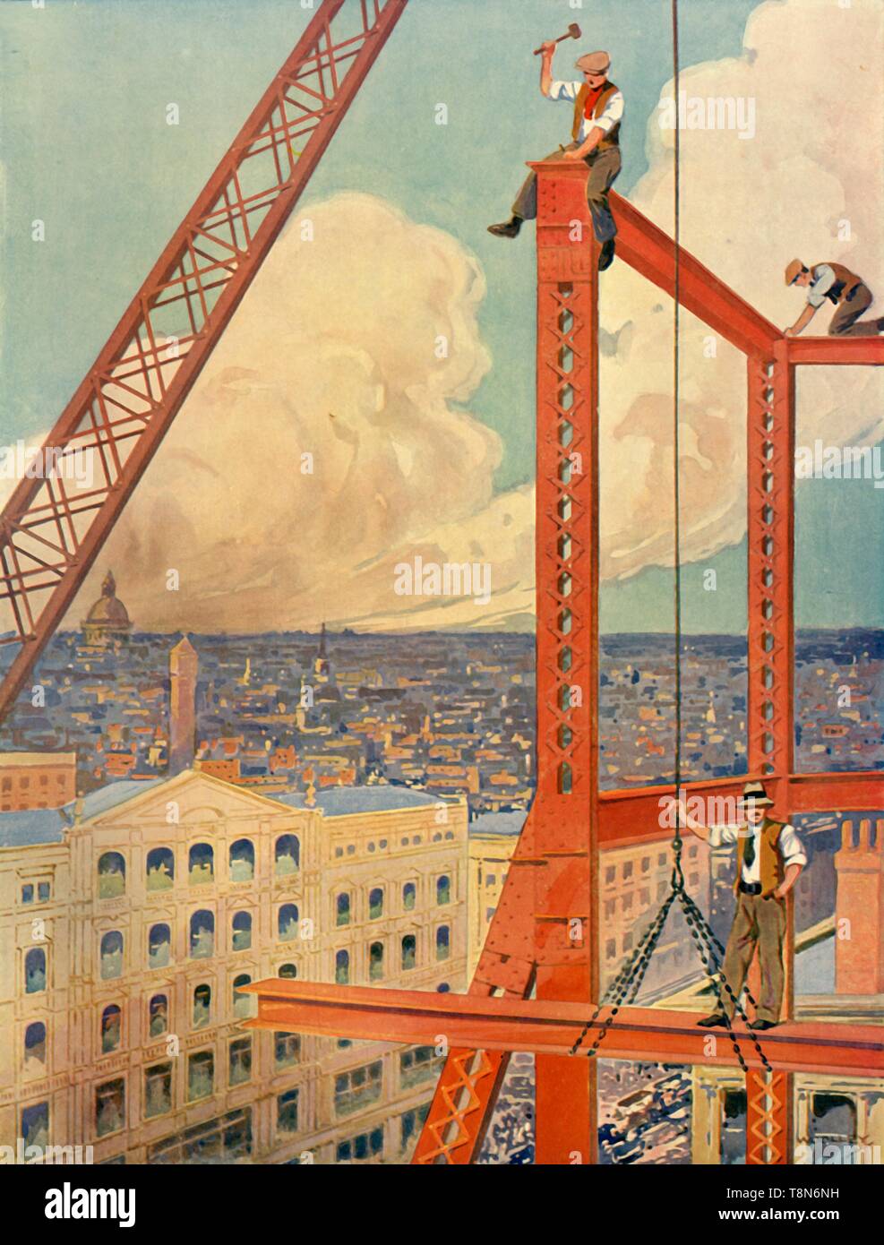"L'érection du tablier d'un immense nouveau store', c1930. Créateur : Inconnu. Banque D'Images