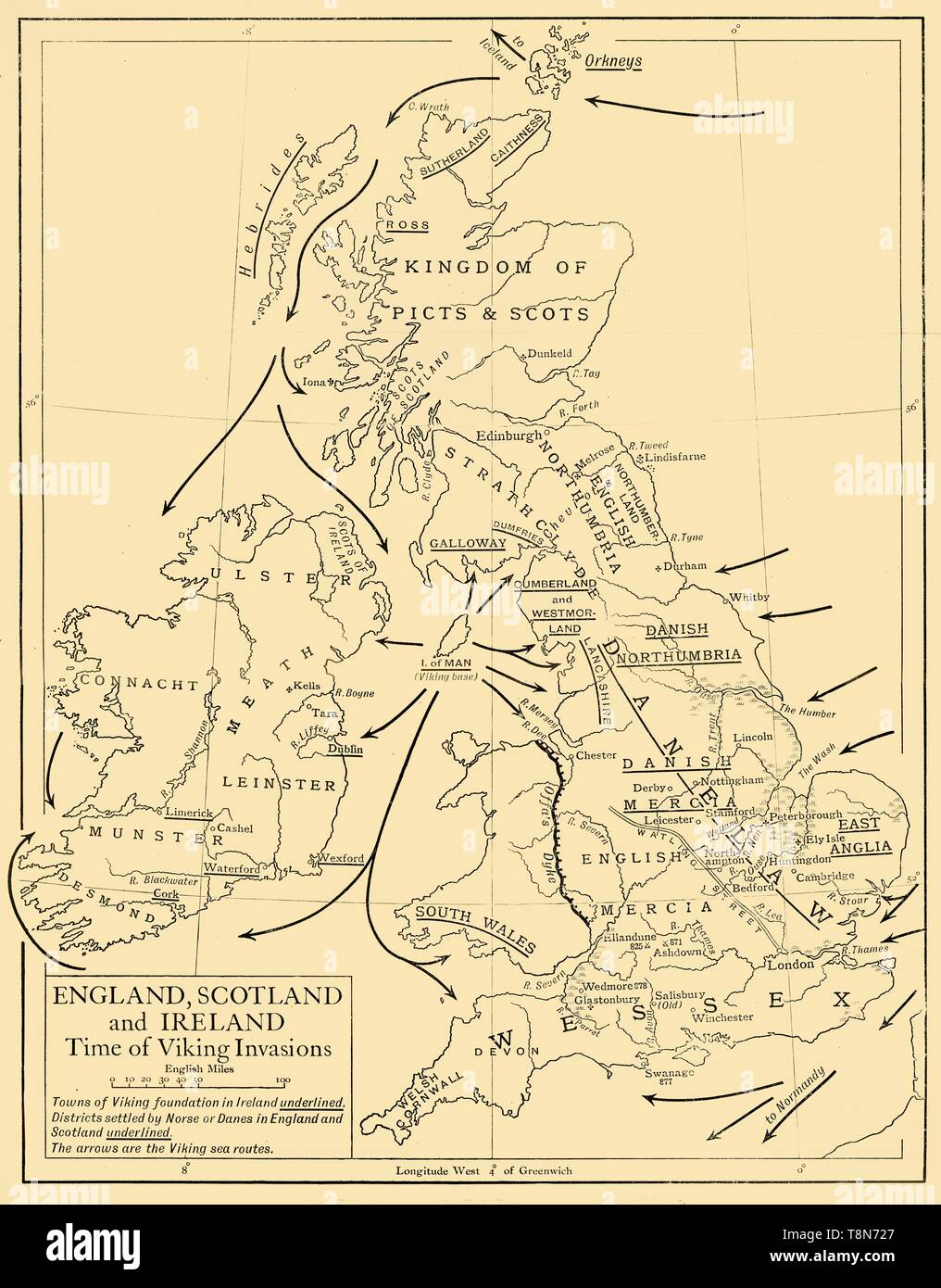 'L'Angleterre, l'Écosse et l'Irlande - le temps des invasions vikings', 1926. Créateurs : Inconnu, Emery Walker Ltd. Banque D'Images