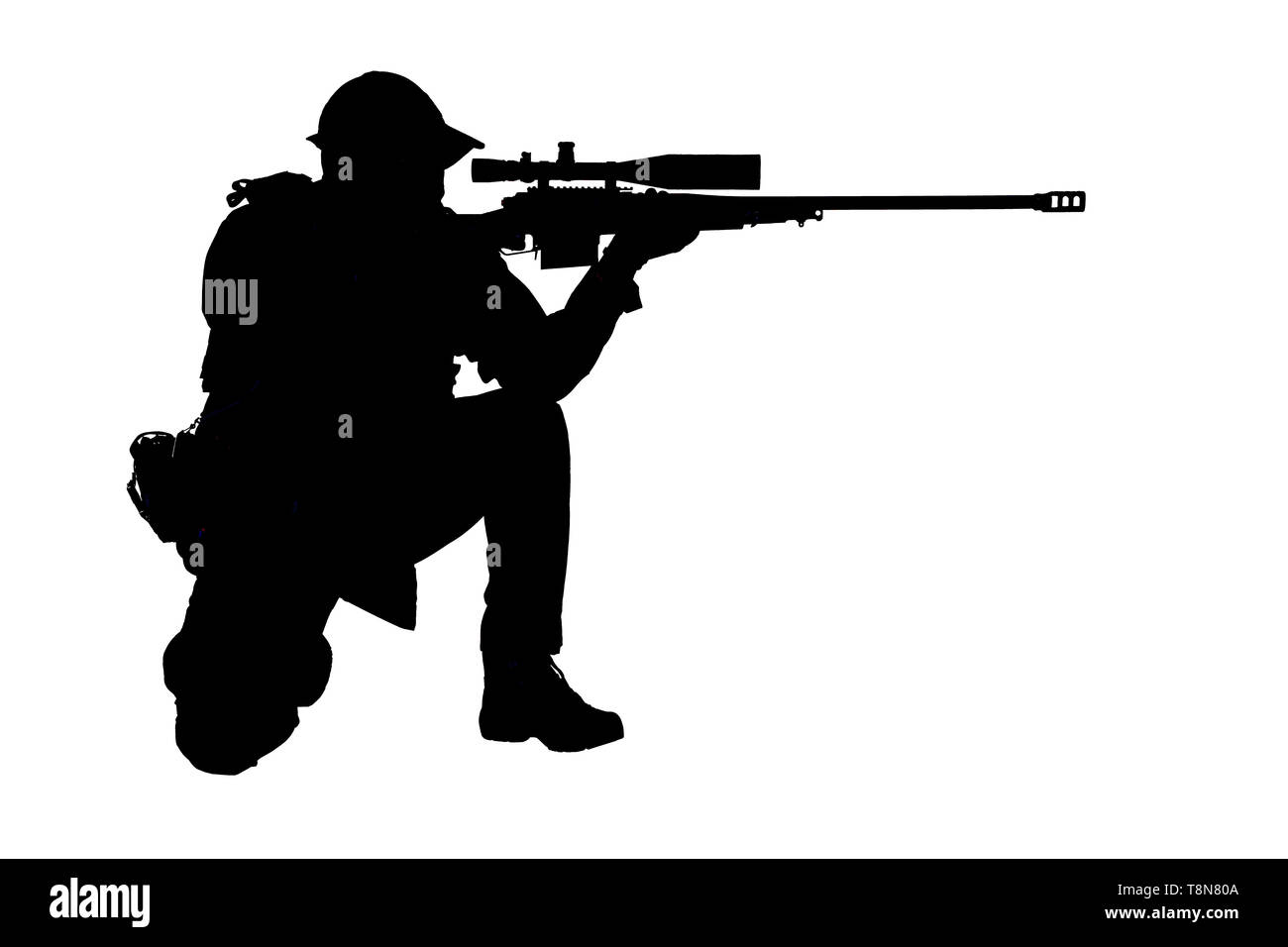 SWAT Police tir de sniper en position assise Banque D'Images