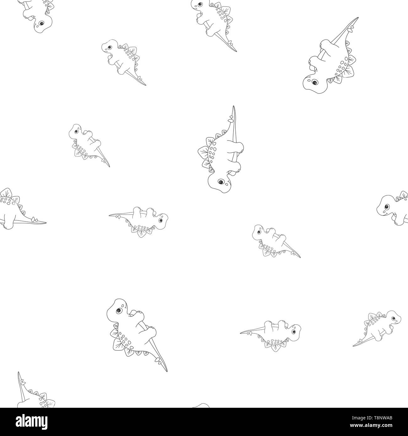 Profil de fluide contour des dinosaurus stegosaurus. Isolé sur fond blanc. Vector illustration. Illustration de Vecteur