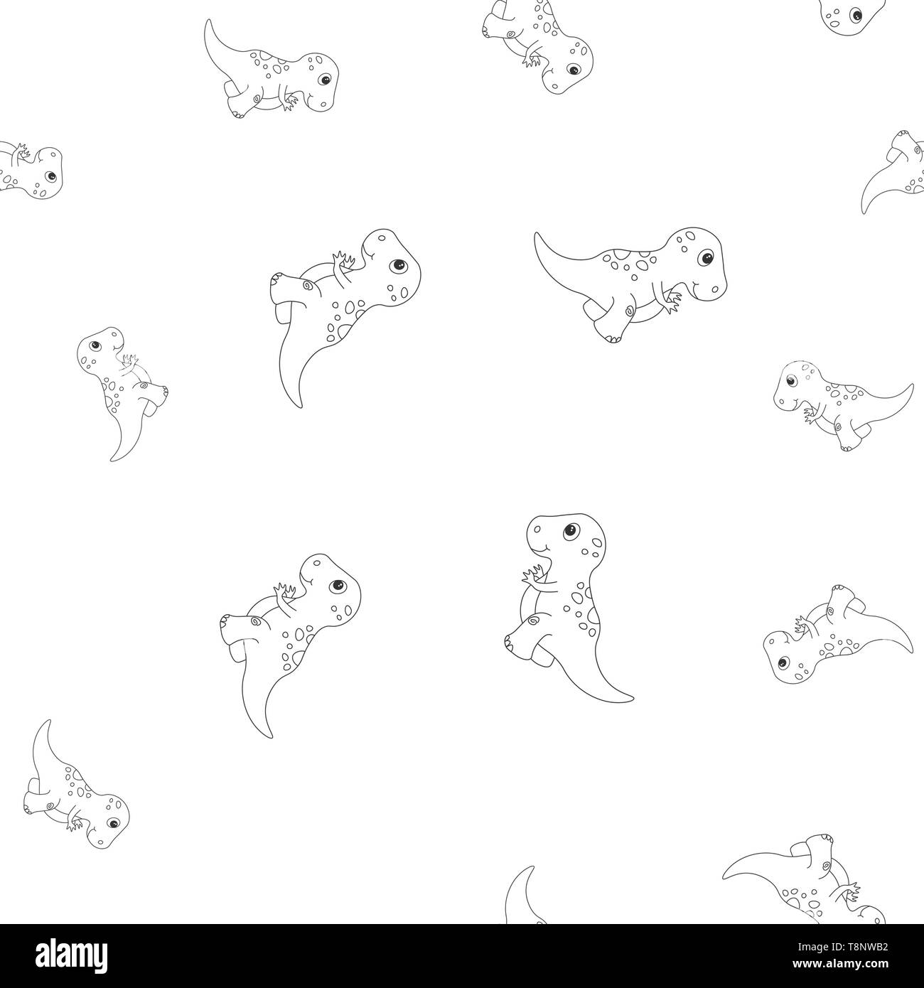 Profil de fluide contour des dinosaurus tyrannosaure. Isolé sur fond blanc. Vector illustration. Illustration de Vecteur