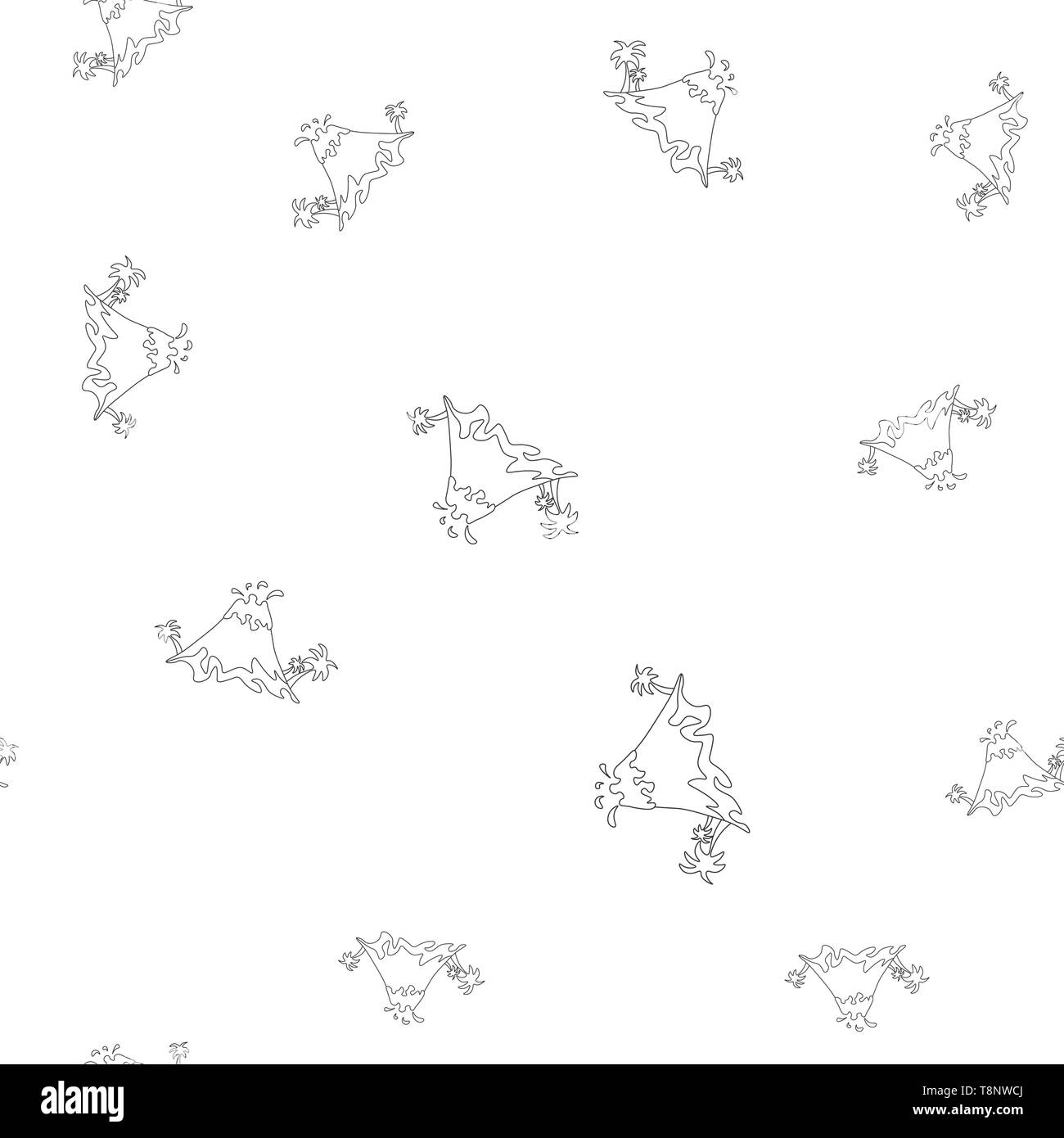 Une structure de contour d'éruption volcanique avec des palmiers, ce qui peut être utilisé comme colorant. Isolé sur fond blanc. Vector illustration. Illustration de Vecteur