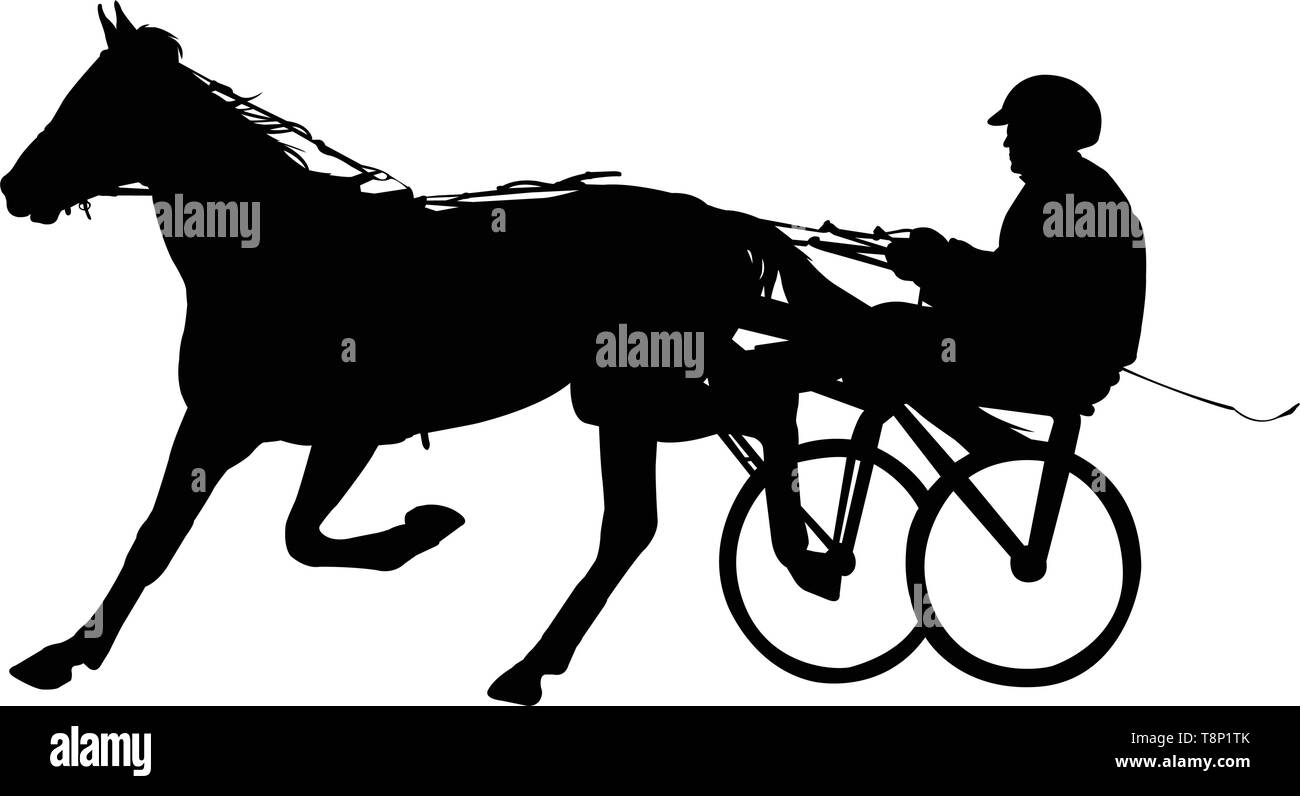 Horse and jockey harness racing silhouette - vector Illustration de Vecteur