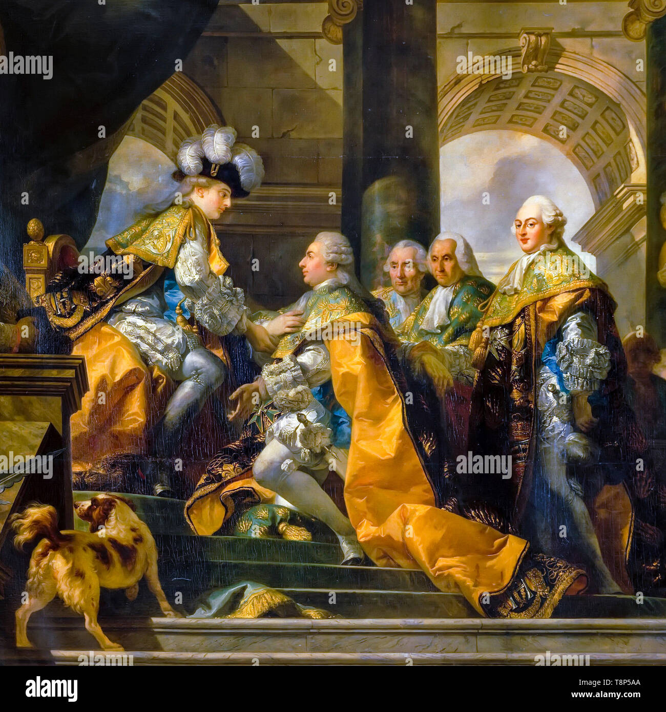 Louis XVI reçoit à Reims l'hommage des Chevaliers de l'Esprit Saint, le 13 juin 1775, peinture, Gabriel François Doyen, c. 1775 Banque D'Images