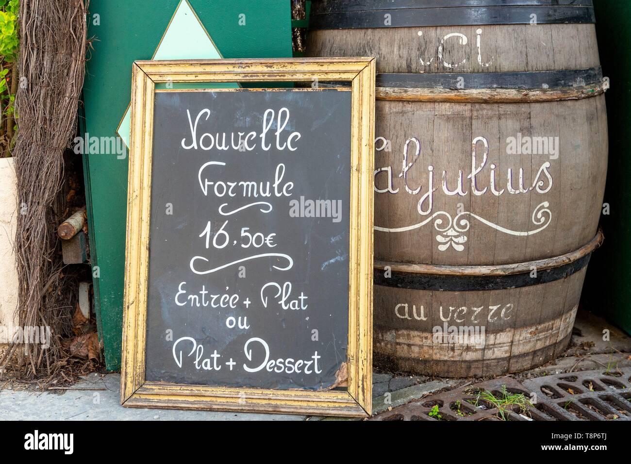 France, Paris, Restaurant menu Se connecter Banque D'Images