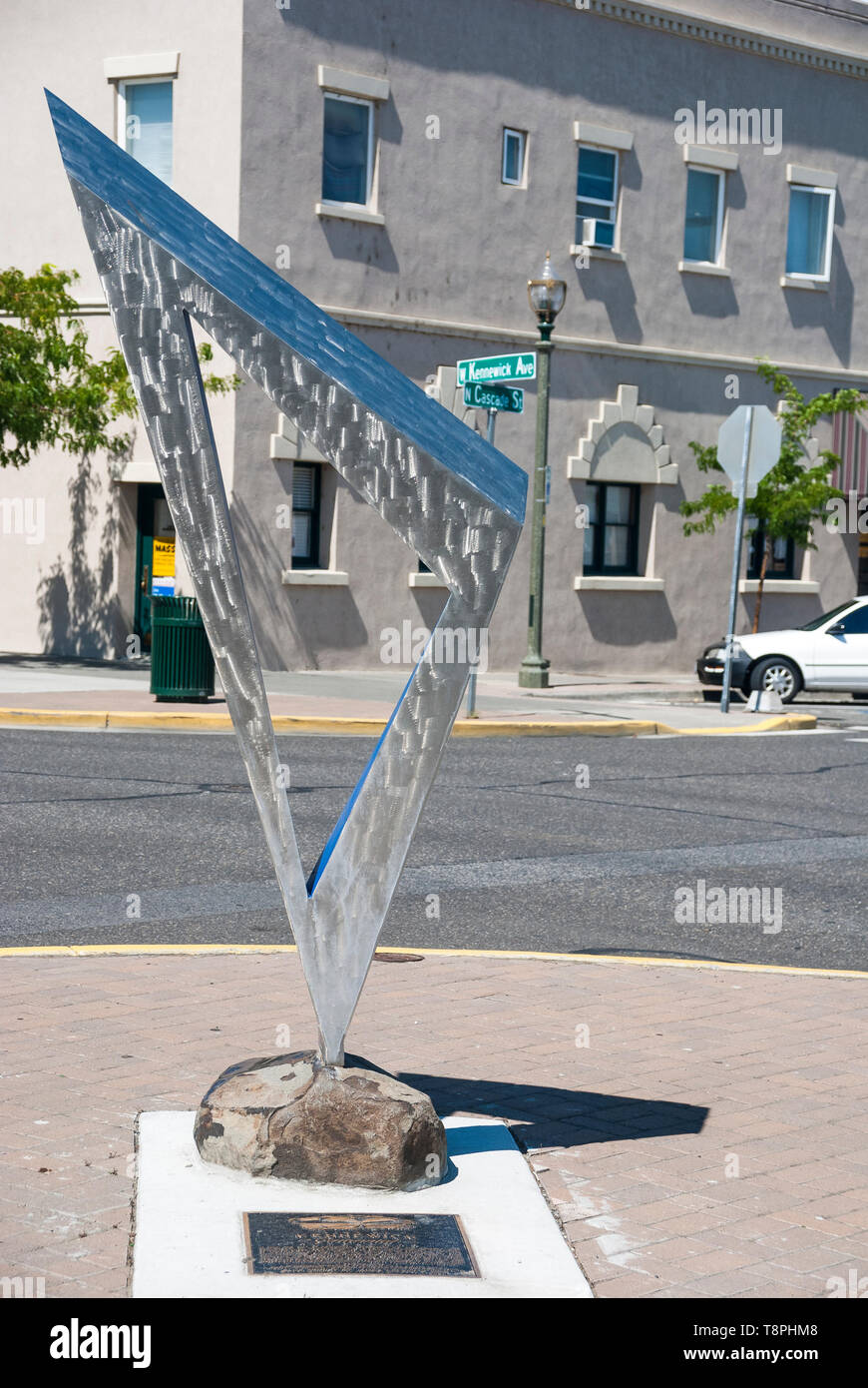 Artwork à l'intersection de l'Avenue du Nord et Ouest Kennewick rue Cascade à Kennewick, Washington. Banque D'Images