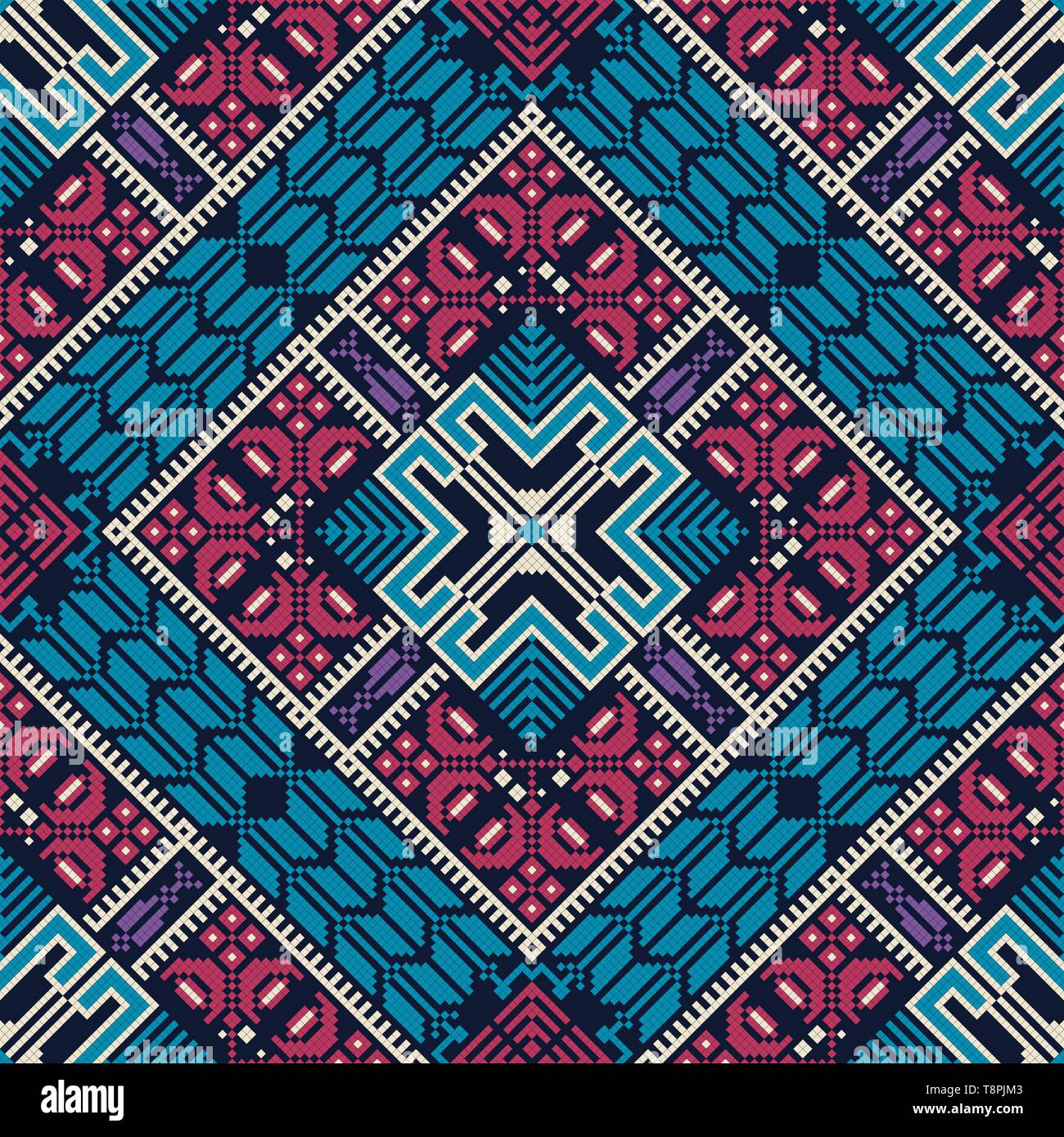 Seamless pattern design avec motif de broderie palestinienne traditionnelle Illustration de Vecteur