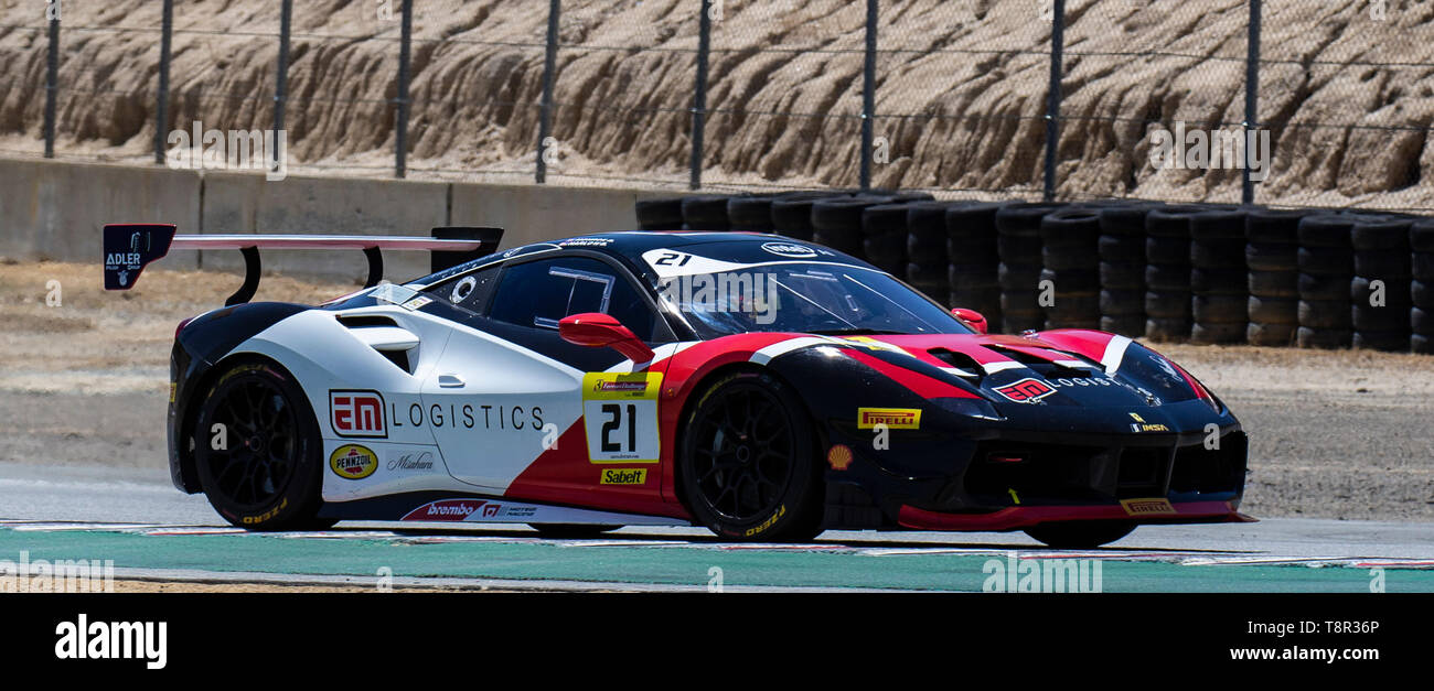 12 mai 2019 Monterey CA, U.S.A. # 21 Danny Baker de nouveau pays competizion sur Rahal tout droit pendant la Ferrari Challenge Race 2 P/P- suis à Weathertech Raceway Laguna Seca Monterey CA Thurman James/CSM Banque D'Images