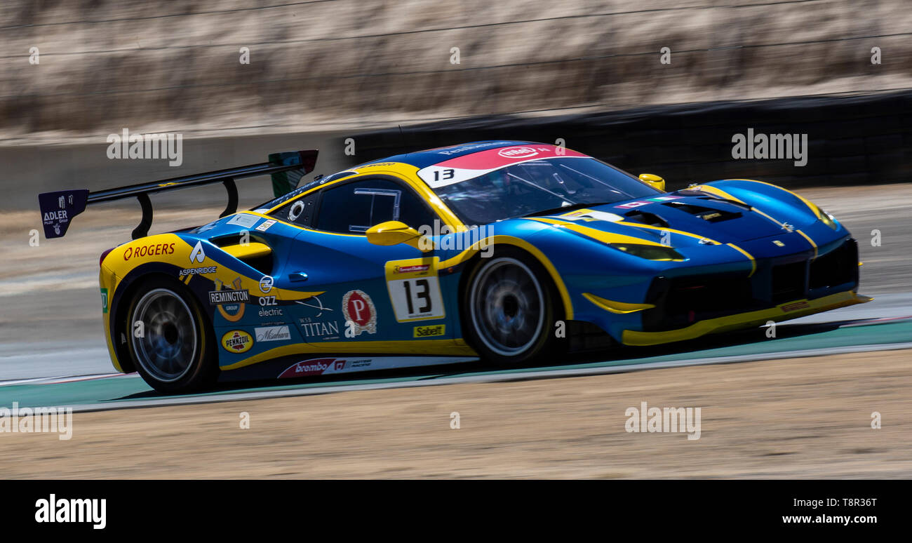 12 mai 2019 Monterey CA, U.S.A. #  13 Marc Muzzo de Ferrari de l'Ontario sur les droites au Rahal Ferrari Défi Course 2 P/P- suis à Weathertech Raceway Laguna Seca Monterey CA Thurman James/CSM Banque D'Images