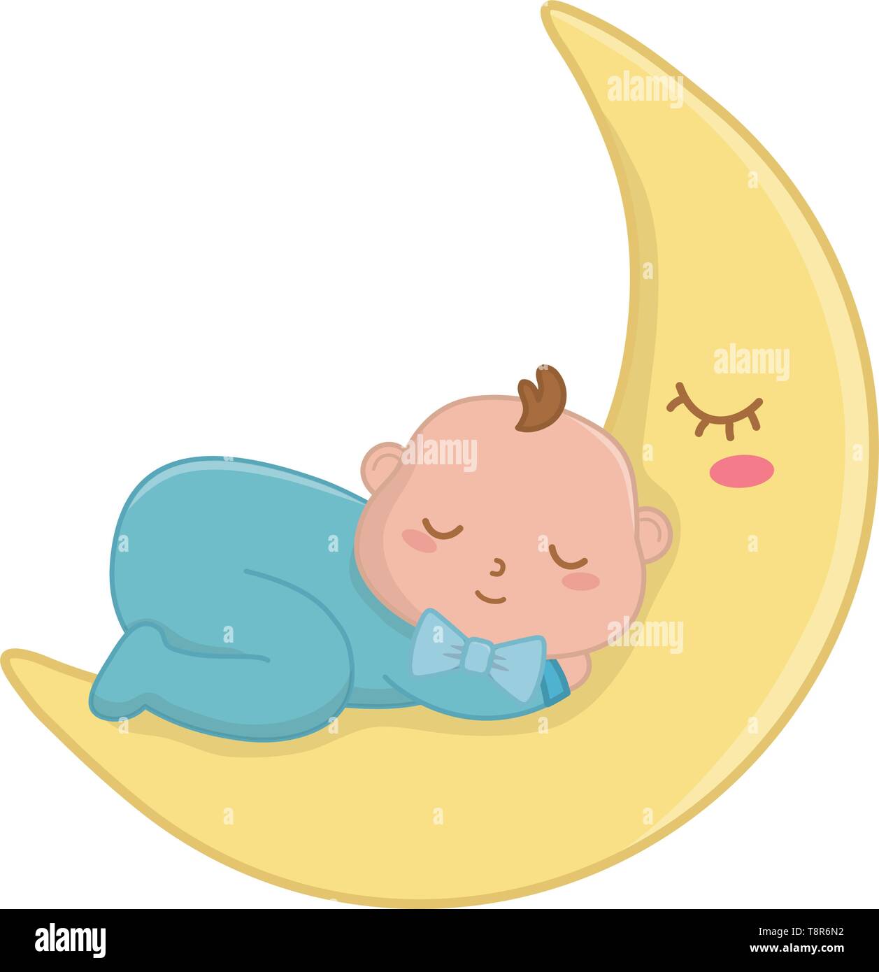 Sommeil De Bebe Sur La Lune Vecteur Icone Cartoon Illustration Graphic Design Image Vectorielle Stock Alamy