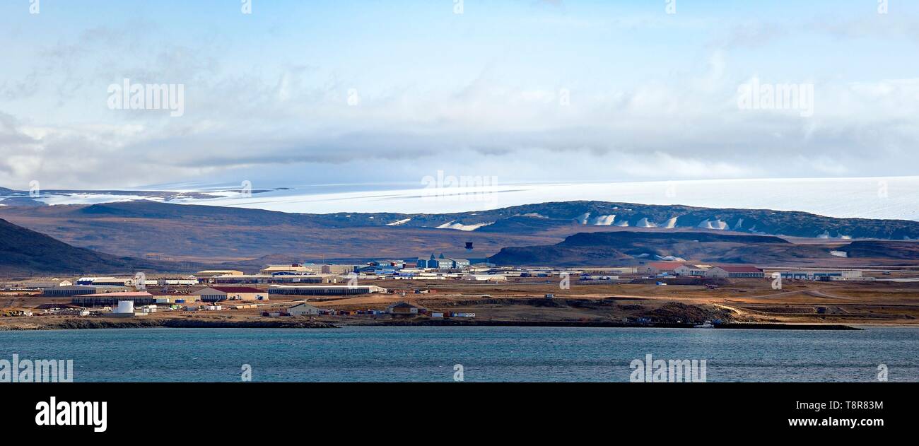 Le Groenland, côte ouest, North Star Bay, Dundas, Thule US Air Force Base et Ice Cap Banque D'Images