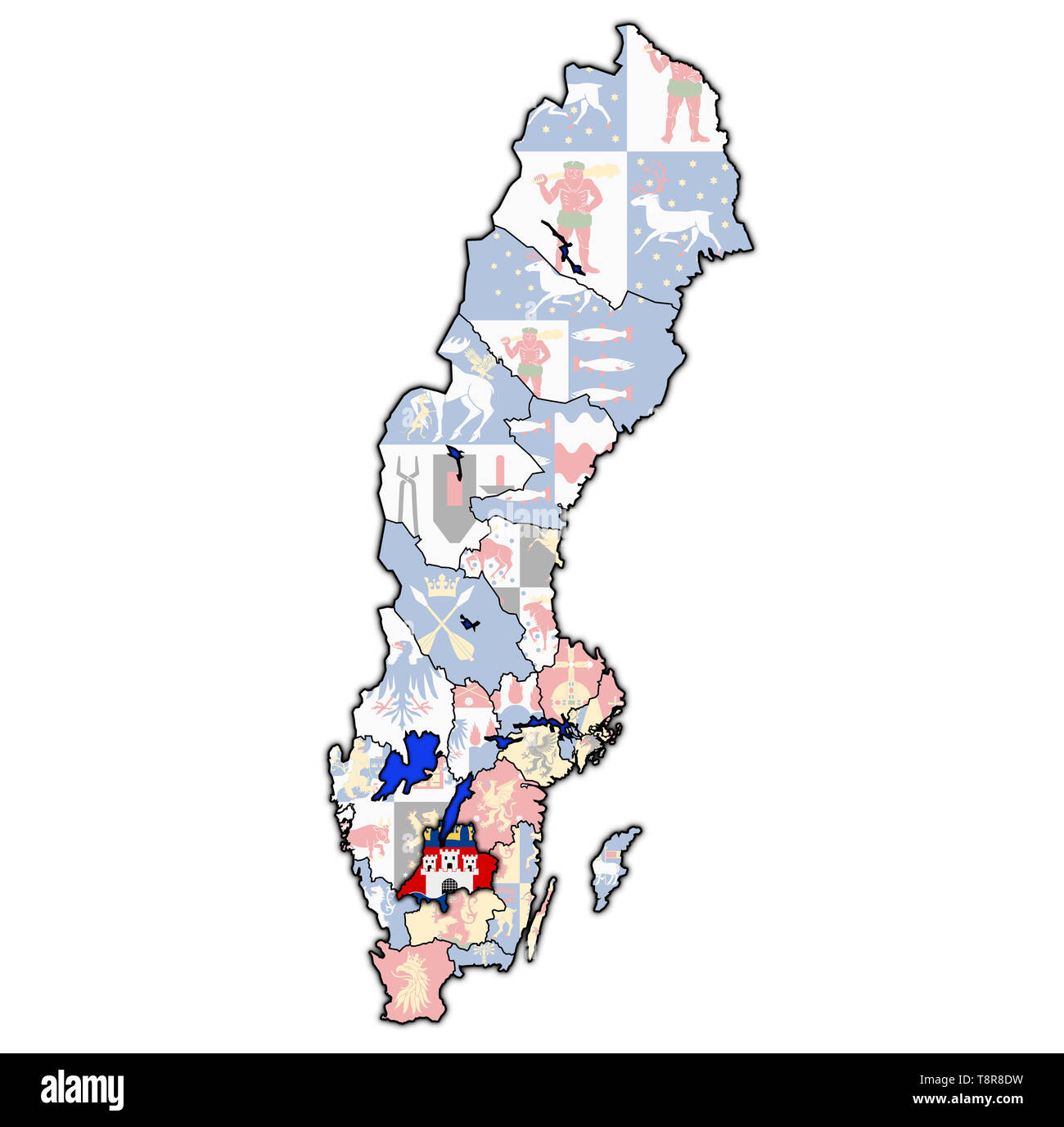 Pavillon de Jonkoping county la carte des divisions administratives de la Suède avec clipping path Banque D'Images