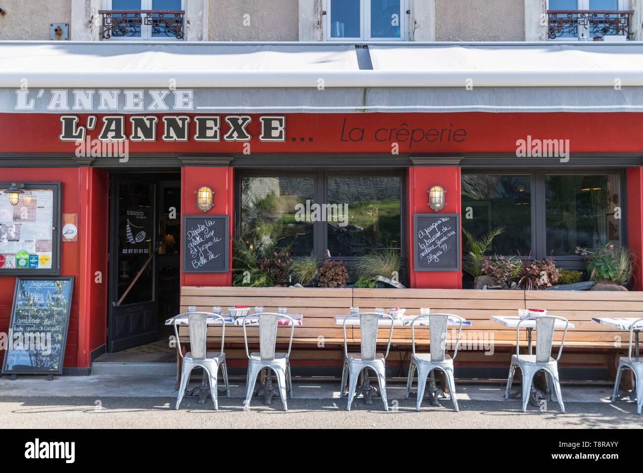 France, Morbihan, Belle-Île du-Prince-Édouard, le Palais, crêperie l'annexe Banque D'Images