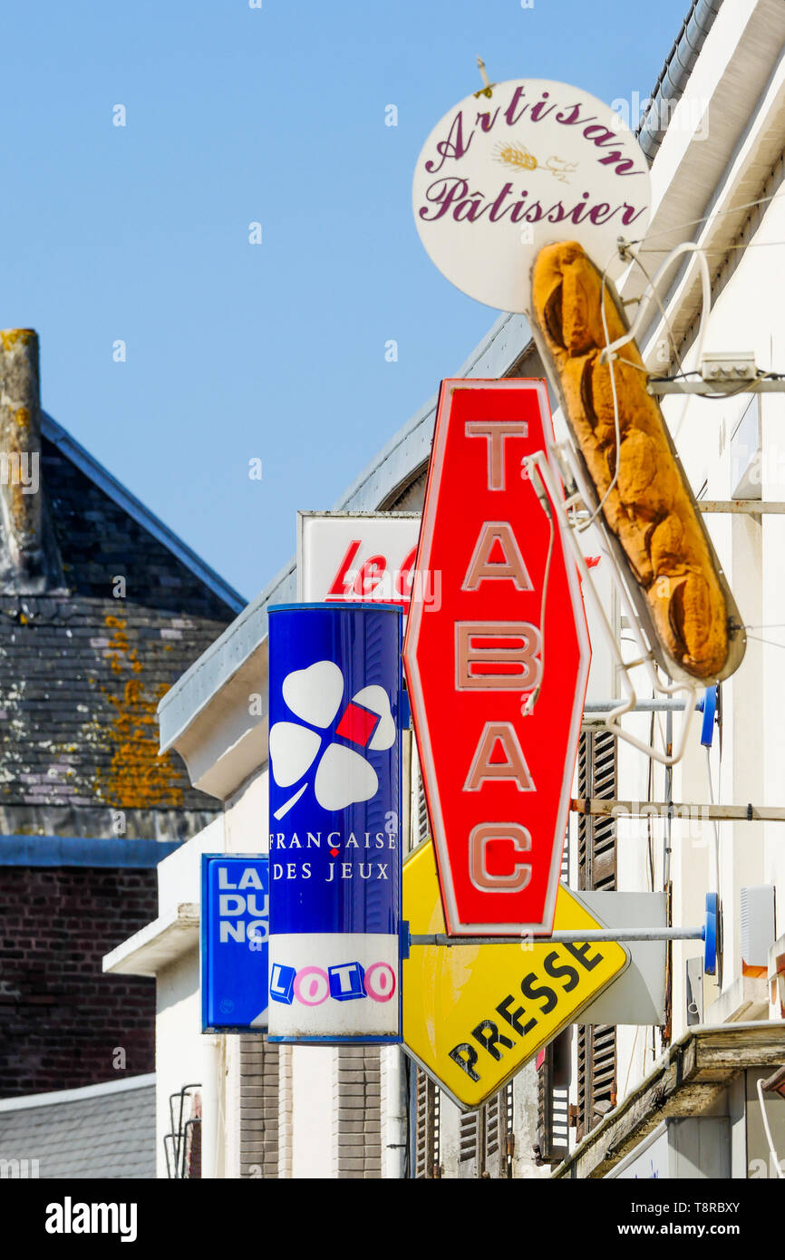Boutique de signes, le Crotois, Baie de Somme, Hauts-de-France, France Banque D'Images