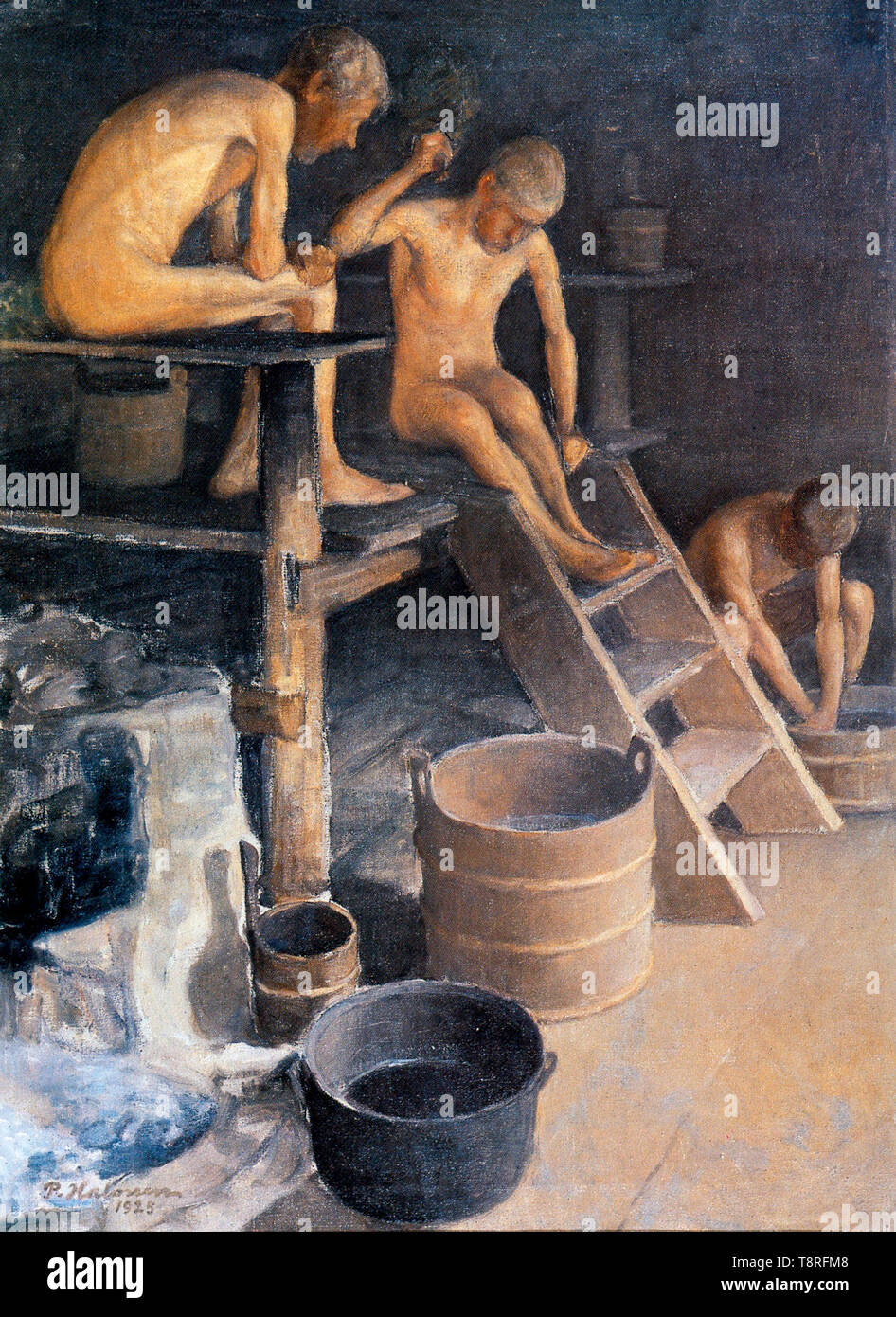 Dans le sauna - Pekka Halonen, 1925 Banque D'Images