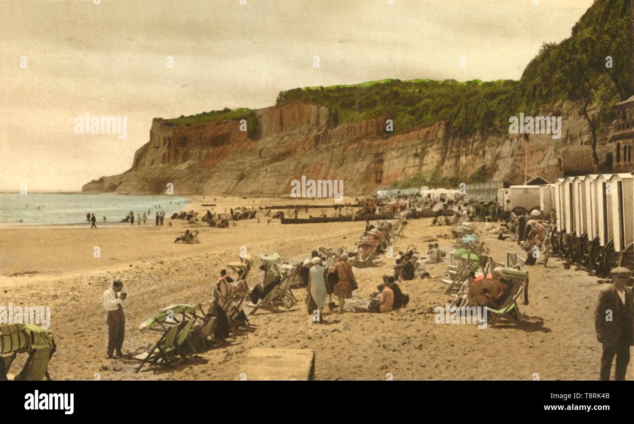 'Appley Plage et falaises, Shanklin, I.W.", 1933. Créateur : Inconnu. Banque D'Images