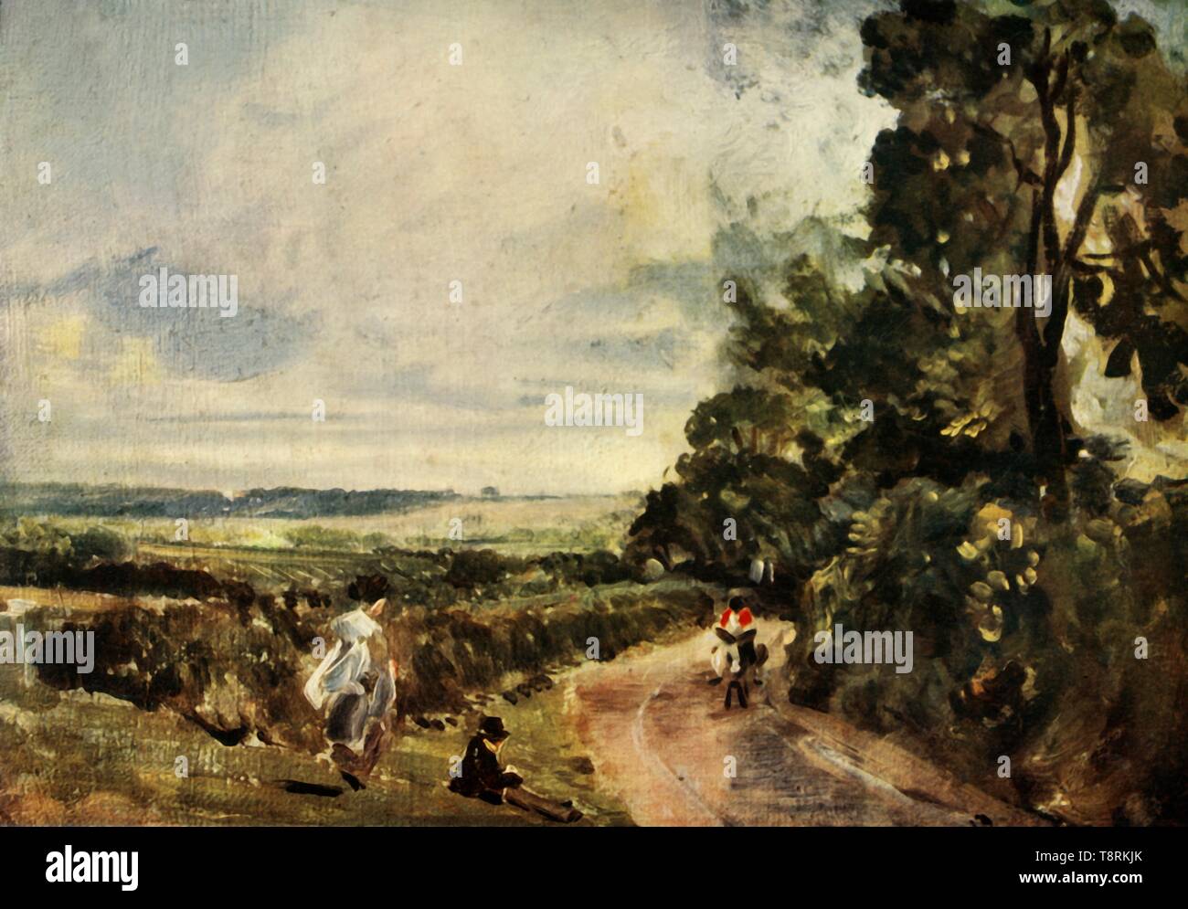 'Une route de campagne avec des arbres et des chiffres", c1830, (1934). Créateur : John Constable. Banque D'Images