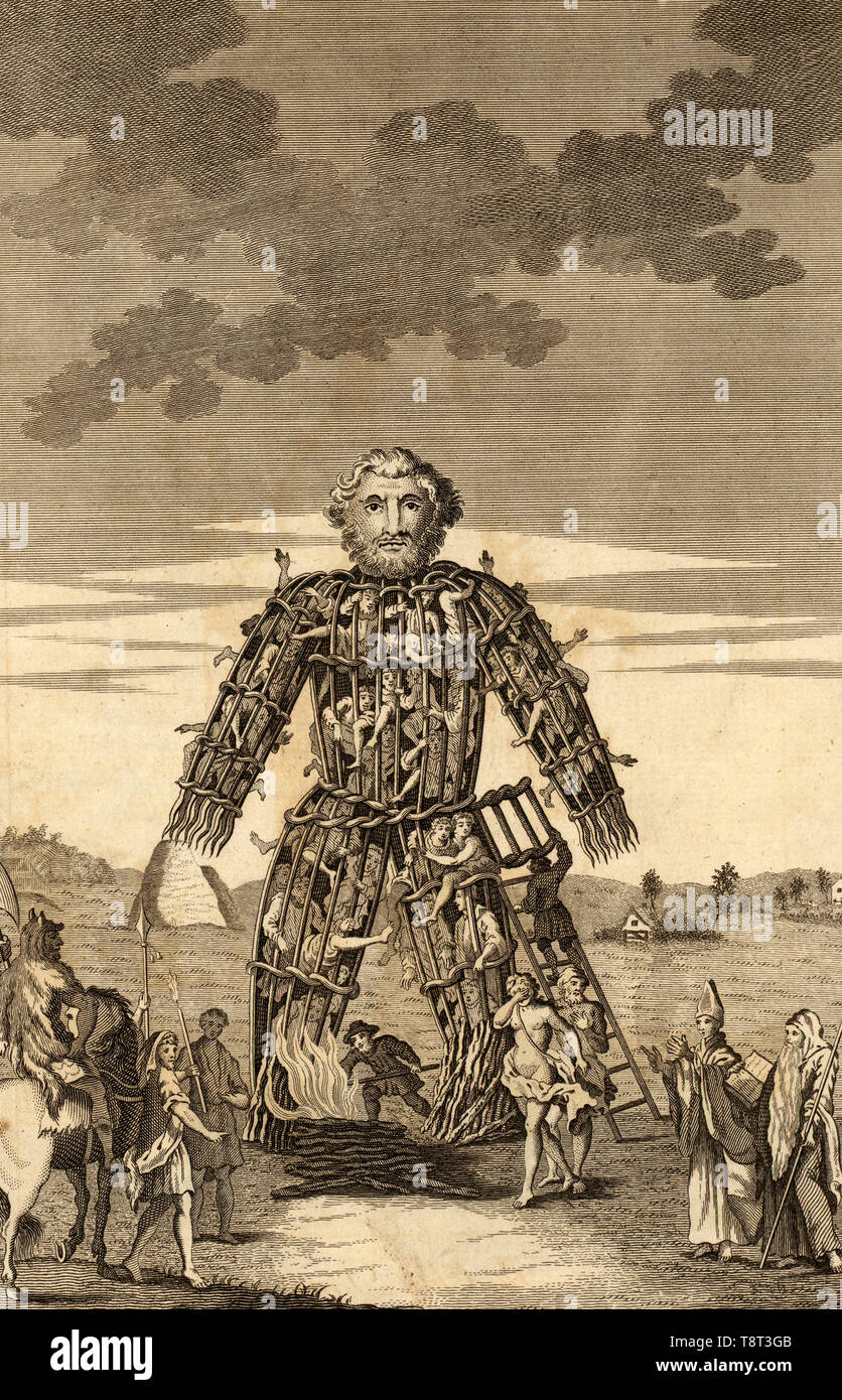 Wicker Man, un 18e siècle Illustration d'un homme en osier par Thomas Pennant Banque D'Images