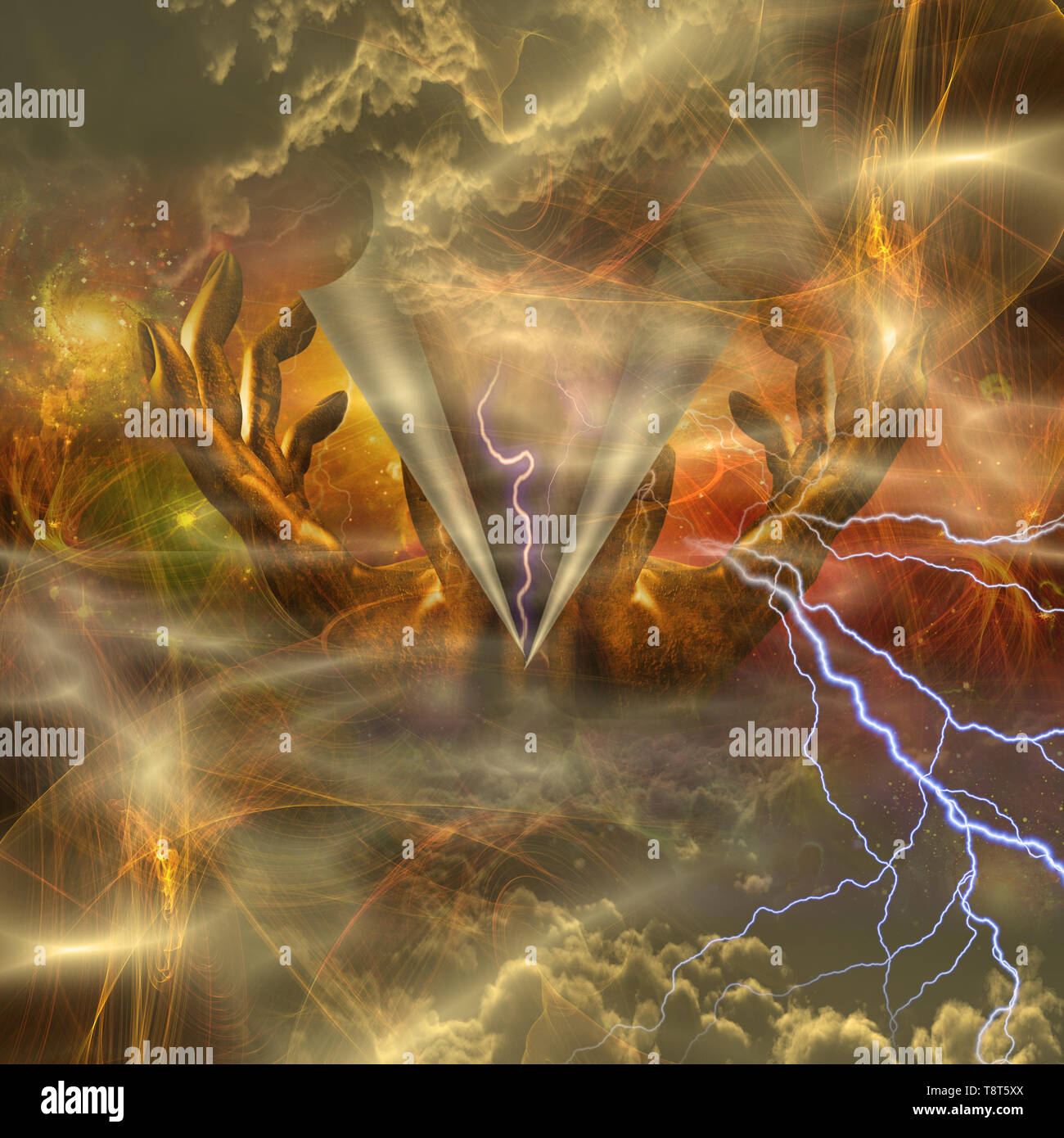 Le Surrealisme Mains De Dieu Dans Le Ciel Photo Stock Alamy