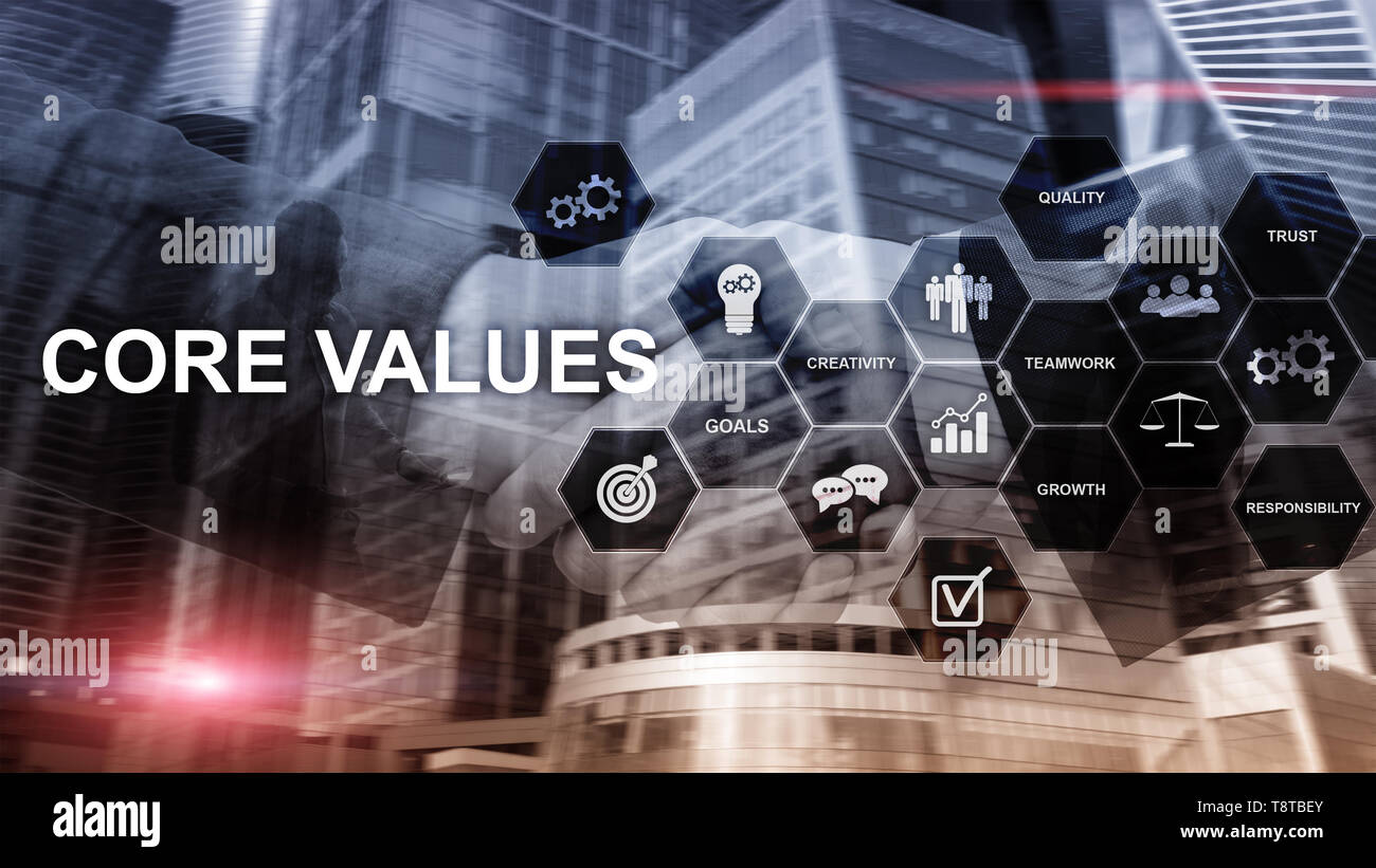 Valeurs de base concept sur un écran virtuel. Solutions d'affaires et des finances Banque D'Images