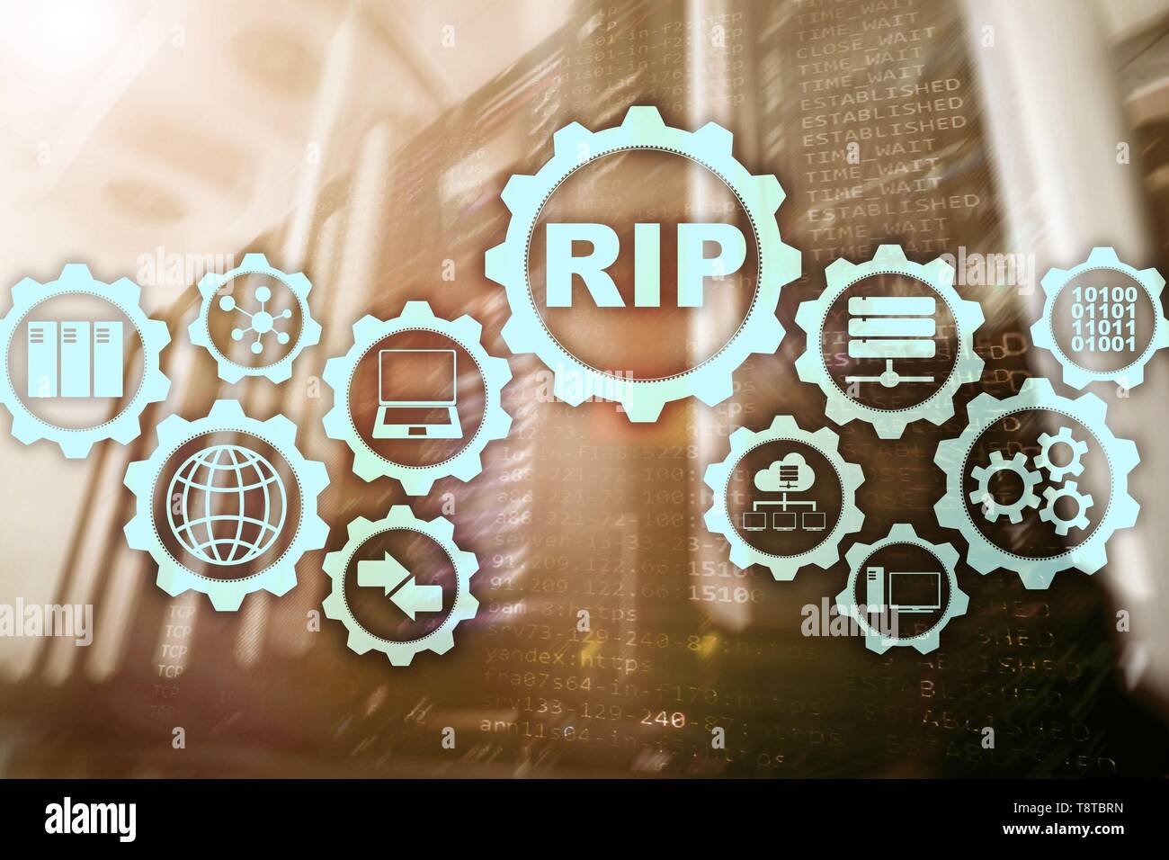 Le protocole de routage RIP. Des réseaux de technologie cocept. Banque D'Images