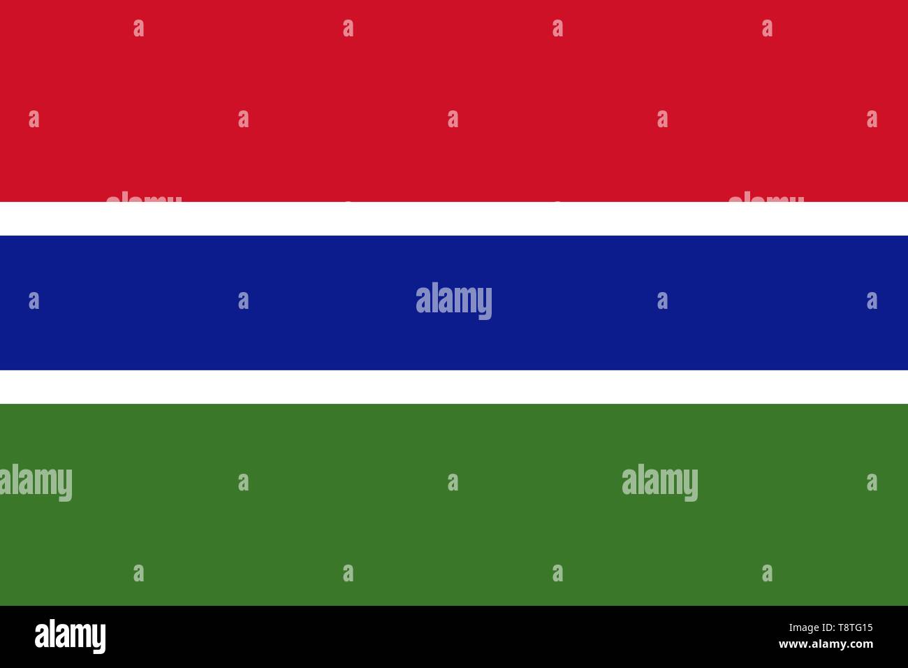 Grande télévision officielle drapeau de la Gambie l'horizontale Banque D'Images