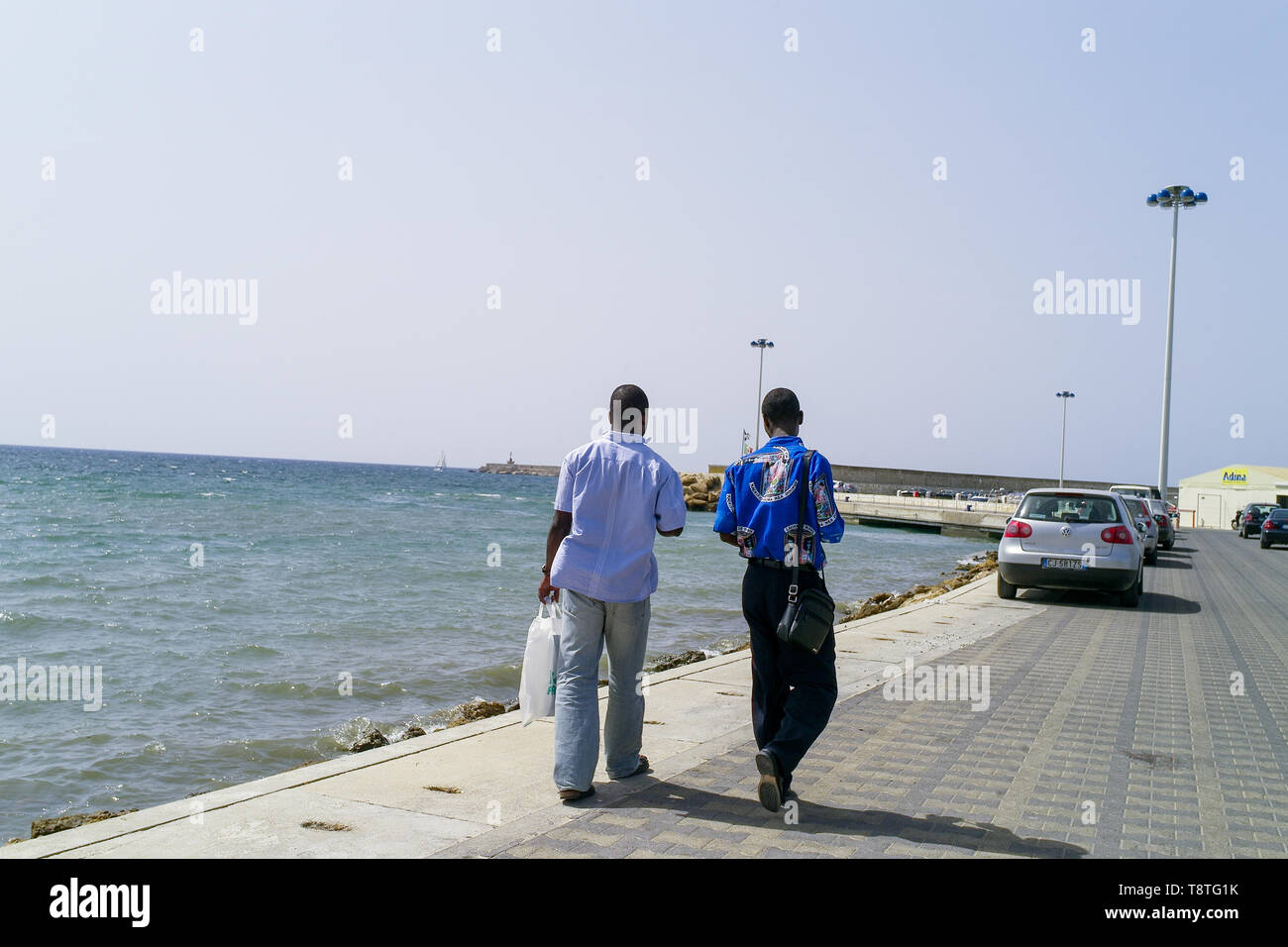 Les migrants africains, Mazara del Vallo, Sicile, Italie Banque D'Images