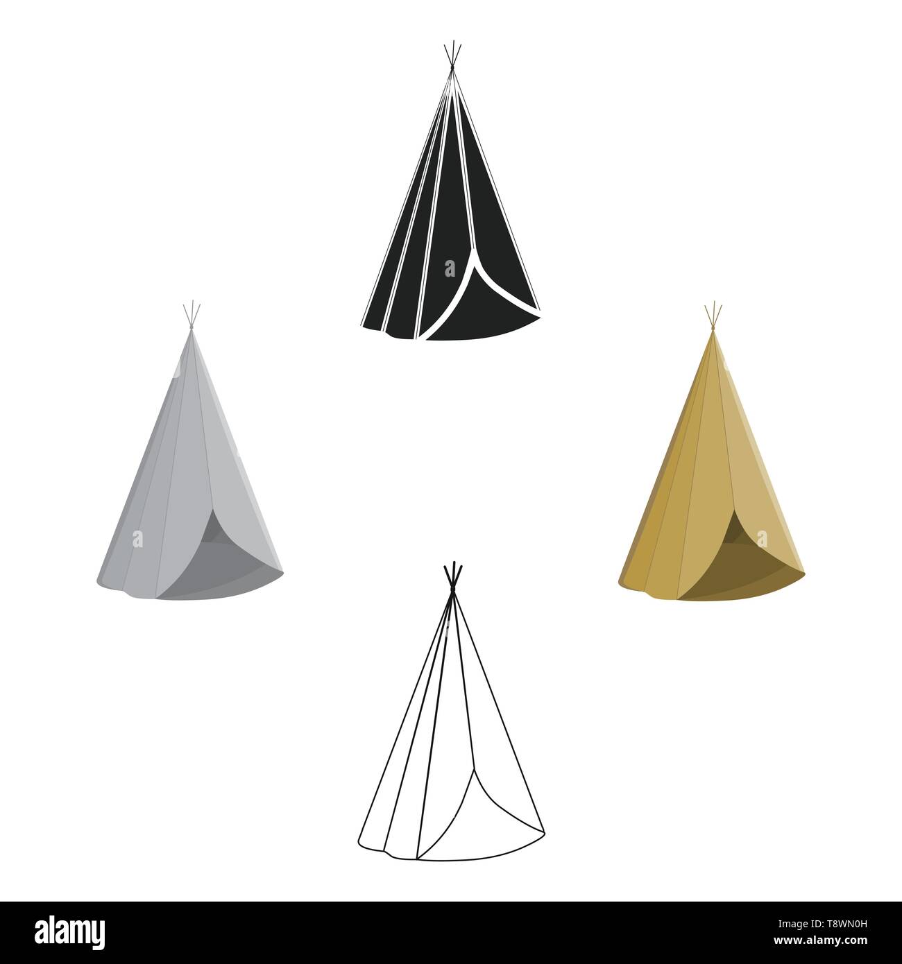 L'icône de Wigwam cartoon,noir. L'unique icône à partir de la caricature de l'ouest sauvage,noir. Illustration de Vecteur