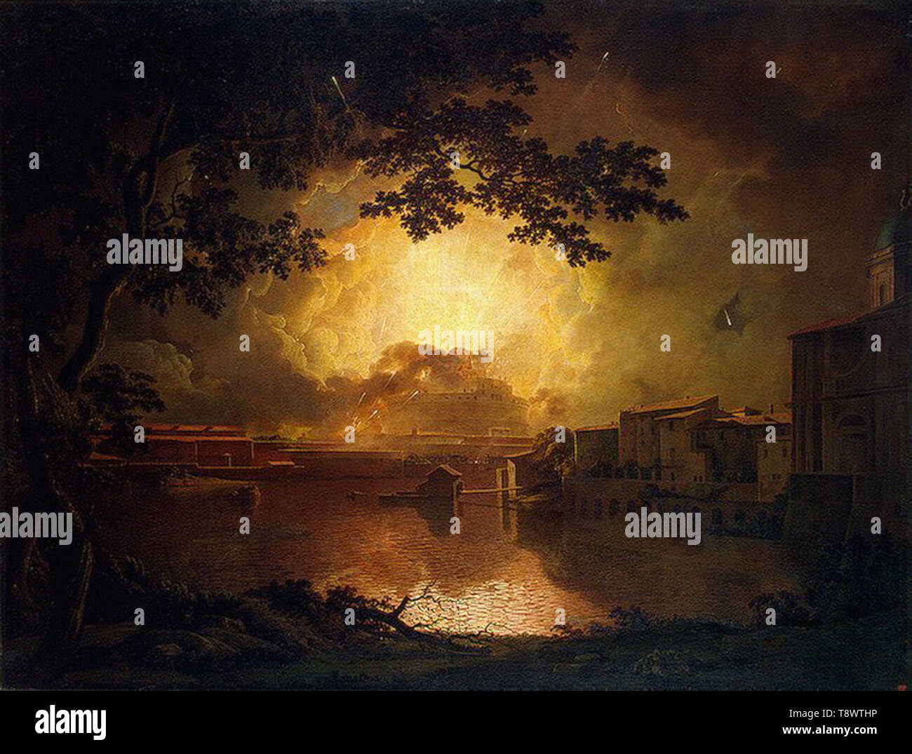 Joseph Wright Of Derby - Feu d'artifice Château Sant Angelo Rome 1779 Banque D'Images