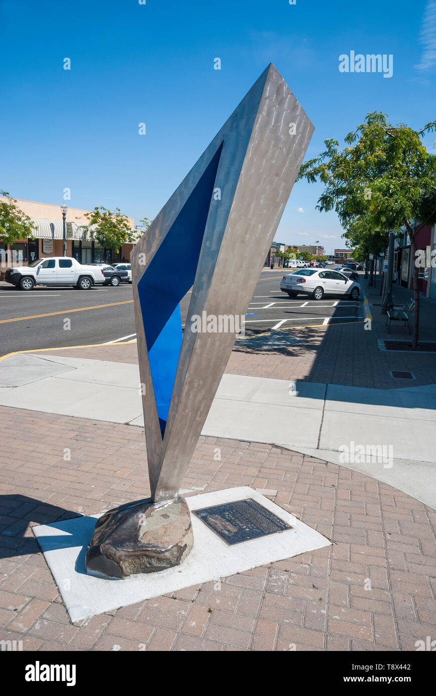 Artwork à l'intersection de l'Avenue du Nord et Ouest Kennewick rue Cascade à Kennewick, Washington. Banque D'Images