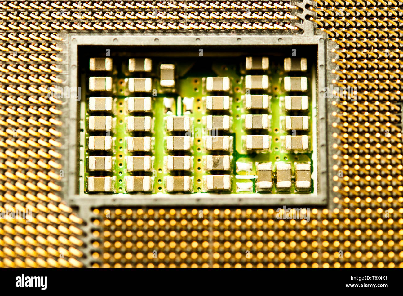 Détail macro d'un CPU de l'ordinateur ou unité centrale de traitement Banque D'Images