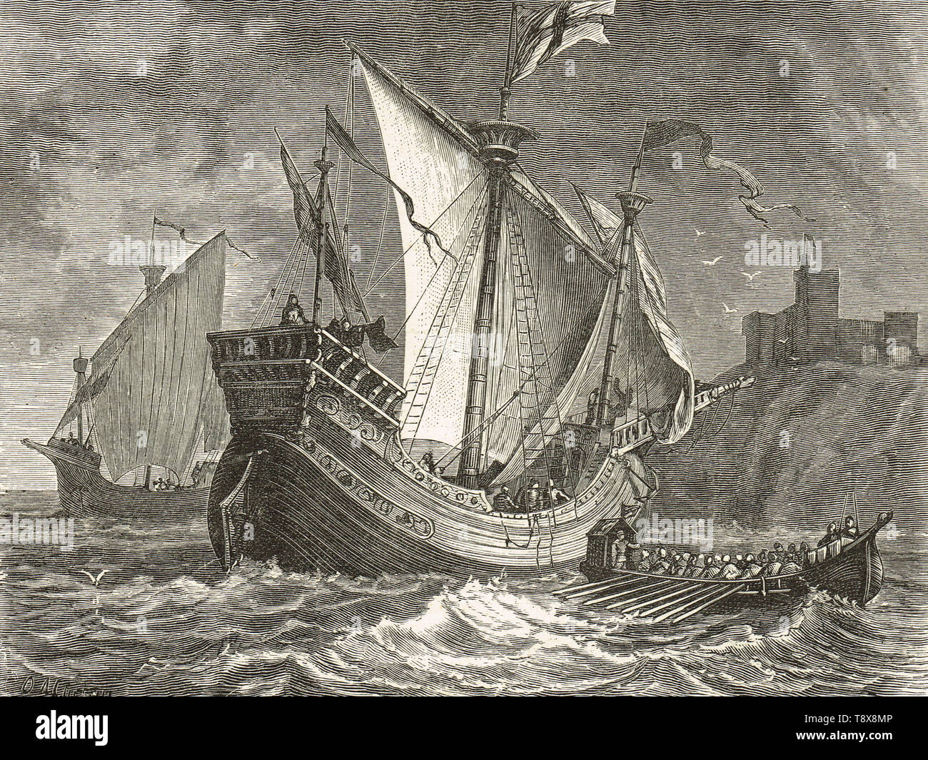 Les navires anglais du xve siècle Banque D'Images