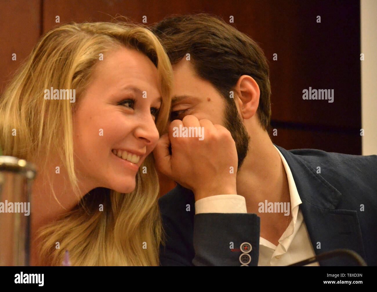 Marion Maréchal-Le Pen, leader du Front National, parti de droite de France, organisée à Naples à la convention électorale européenne de la Ligue, parti de droite, à soutenir le candidat du district sud Vincenzo Sofo. 14/05/2019, Naples, Italie Banque D'Images