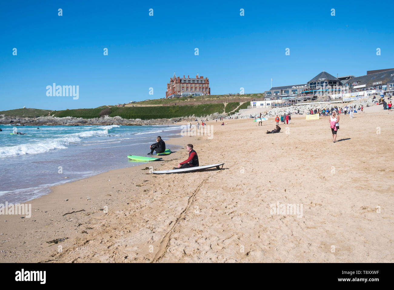 Plus de soleil dans Fistral Newquay en Cornouailles. Banque D'Images