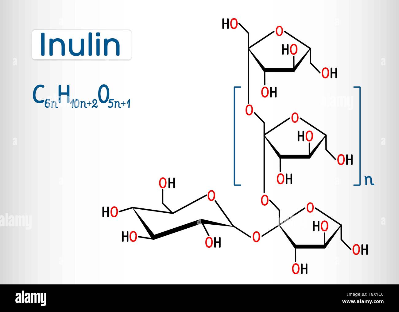 Molécule d'Inuline. Formule chimique structurale et molécule modèle. Vector illustration Illustration de Vecteur