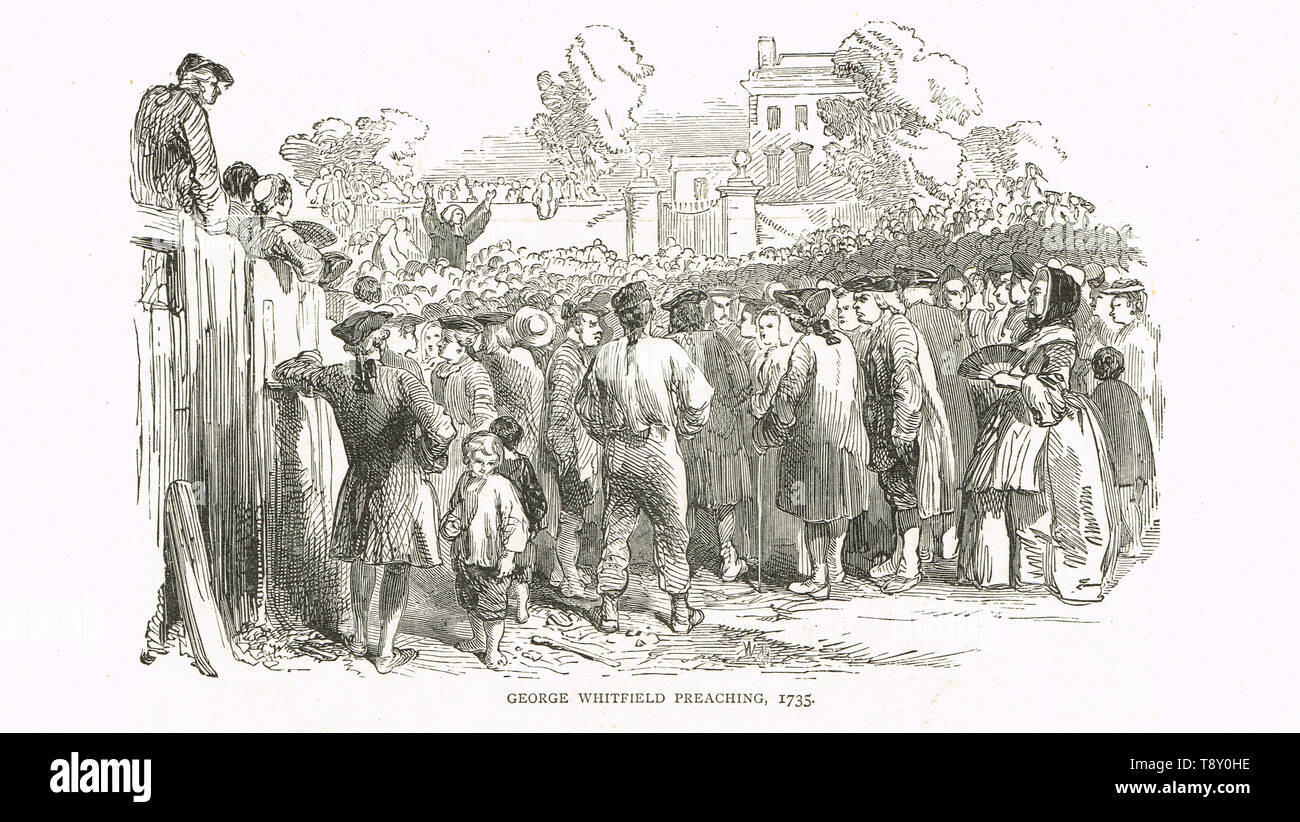 George Whitefield (ou Whitfield) prêche en 1735 Banque D'Images