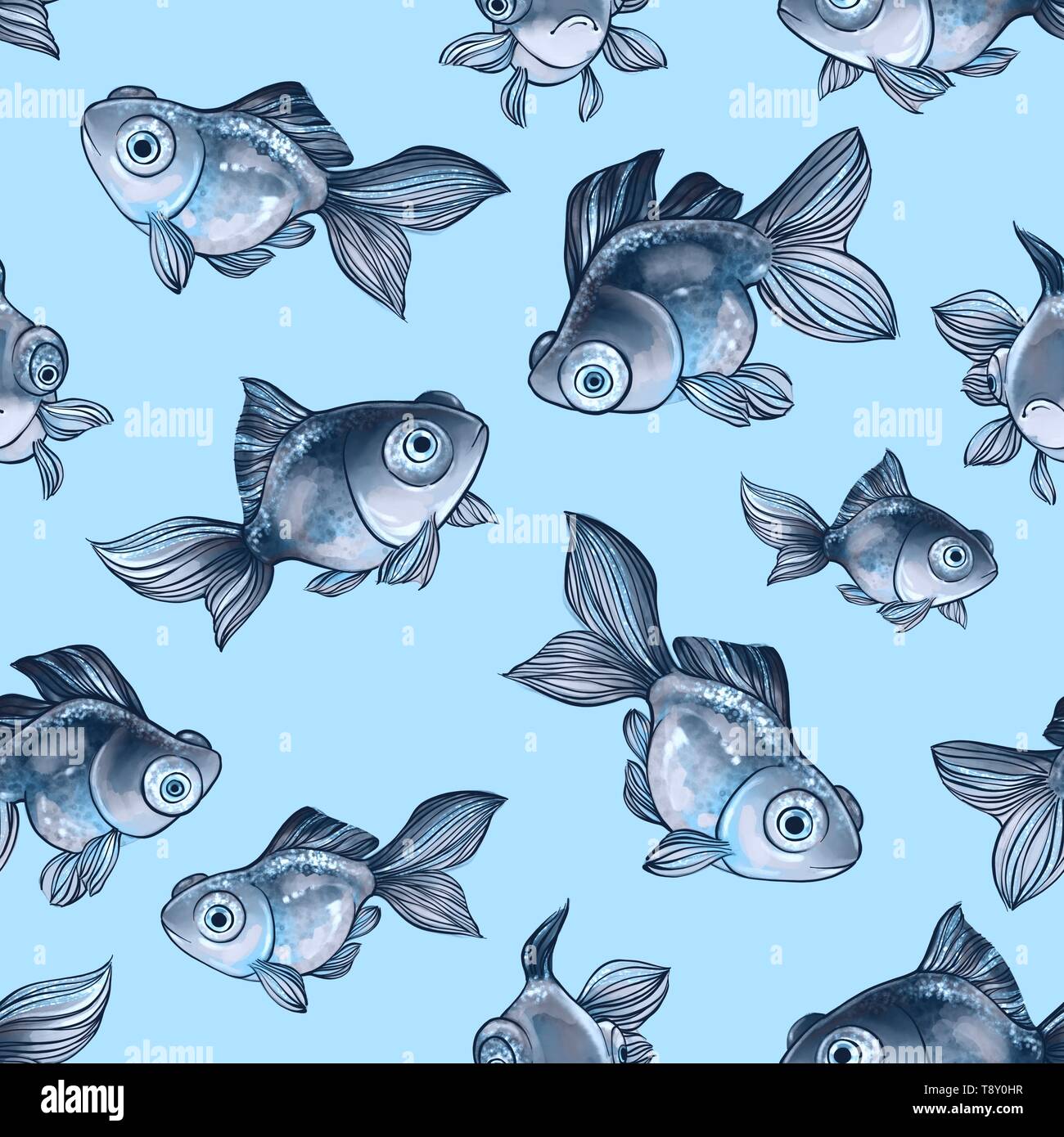 Un motif décoratif avec poisson rouge Banque D'Images