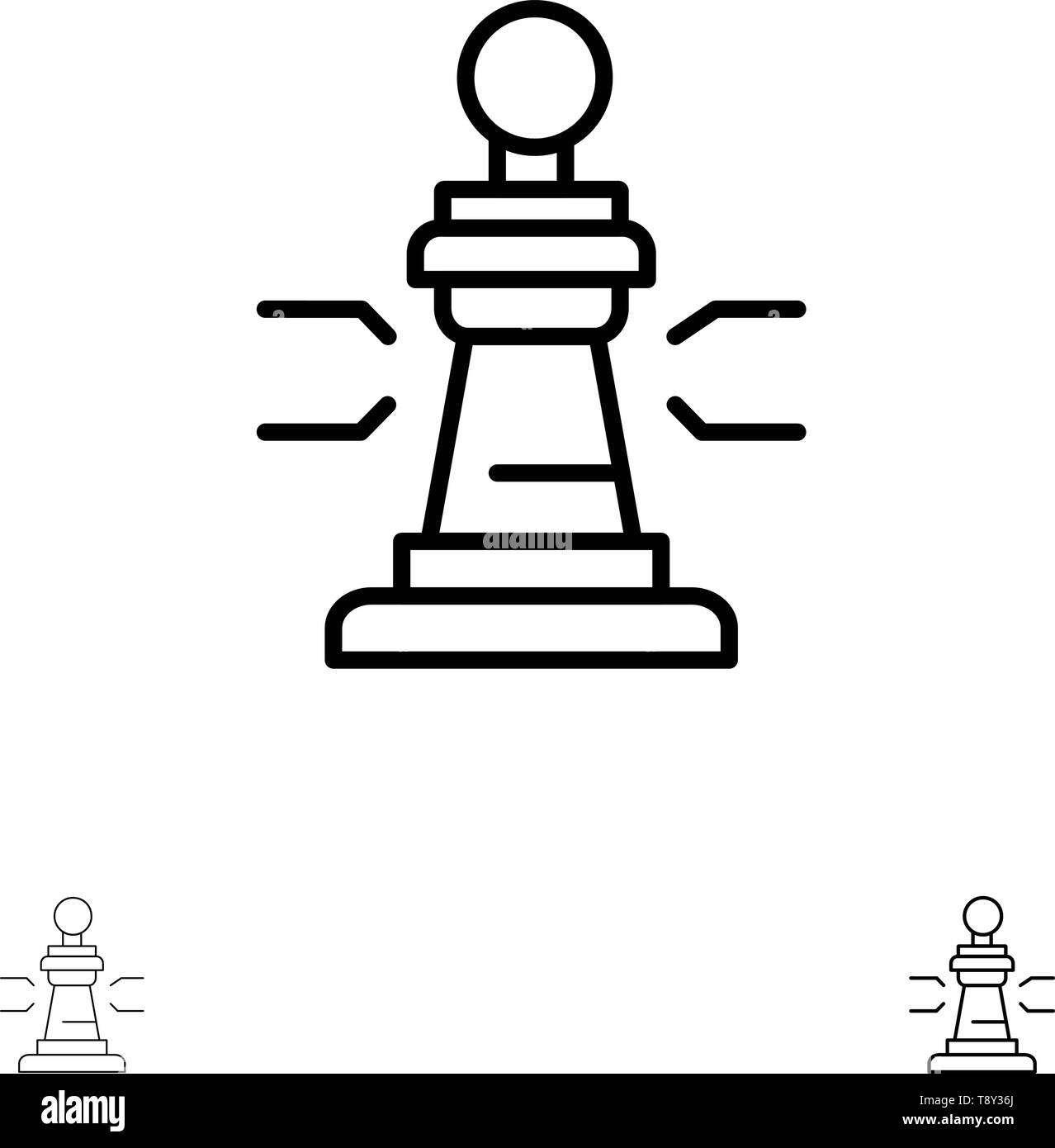 Les échecs, jeu, DVD, lit King, Poker Bold et fine ligne noire icon set Illustration de Vecteur