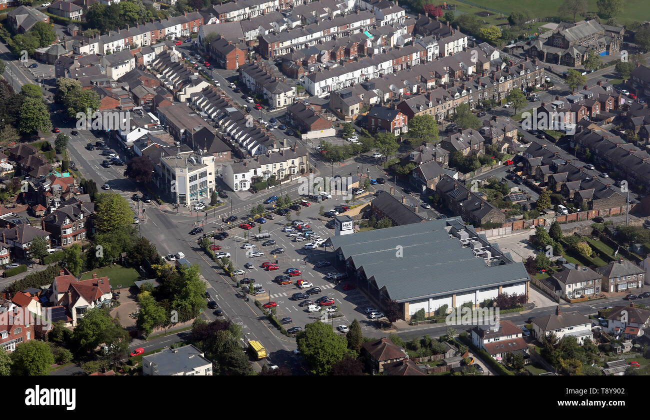 Vue aérienne de M&S Simply Food Oatlands Harrogate, Harrogate, North Yorkshire Banque D'Images