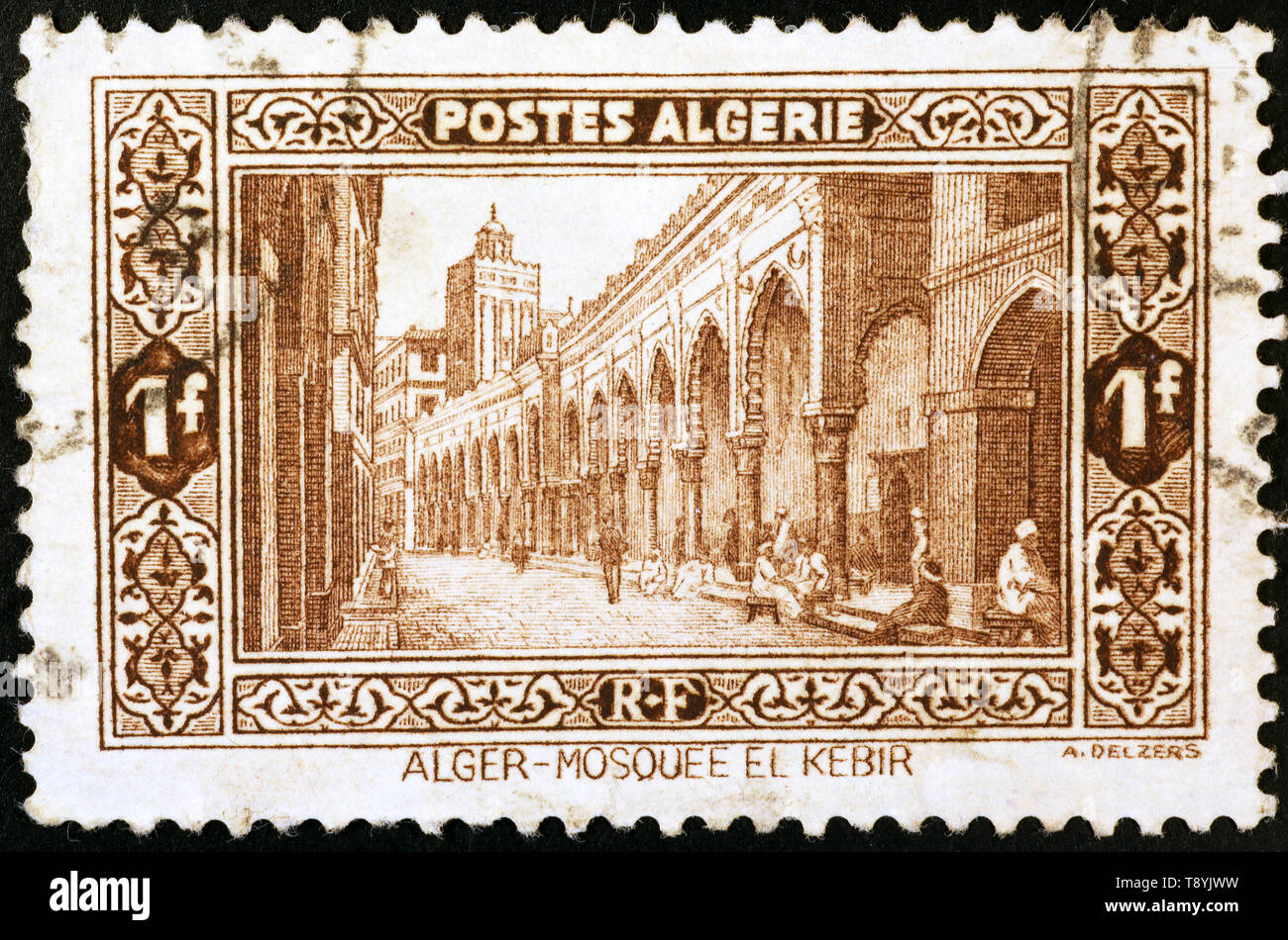 Mosquée à Alger le beau vieux timbre-poste Banque D'Images