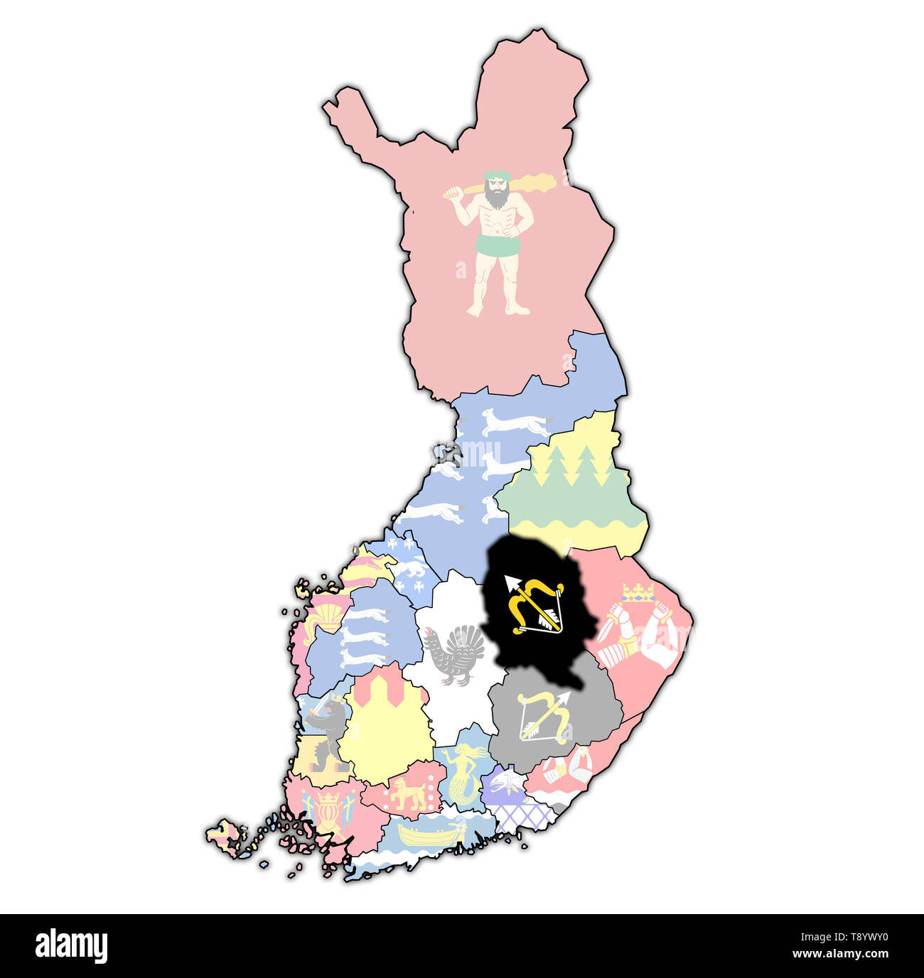 Territoire du Nord région Savonia sur carte des divisions administratives de la Finlande avec clipping path Banque D'Images