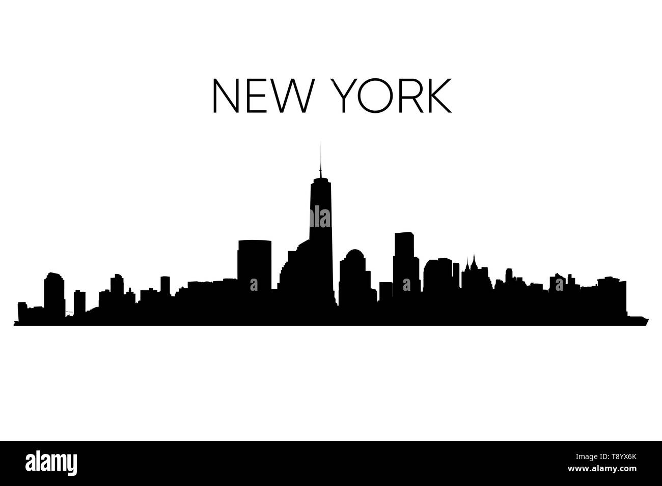 New York skyline silhouette. Vector illustration. Le noir et blanc Illustration de Vecteur