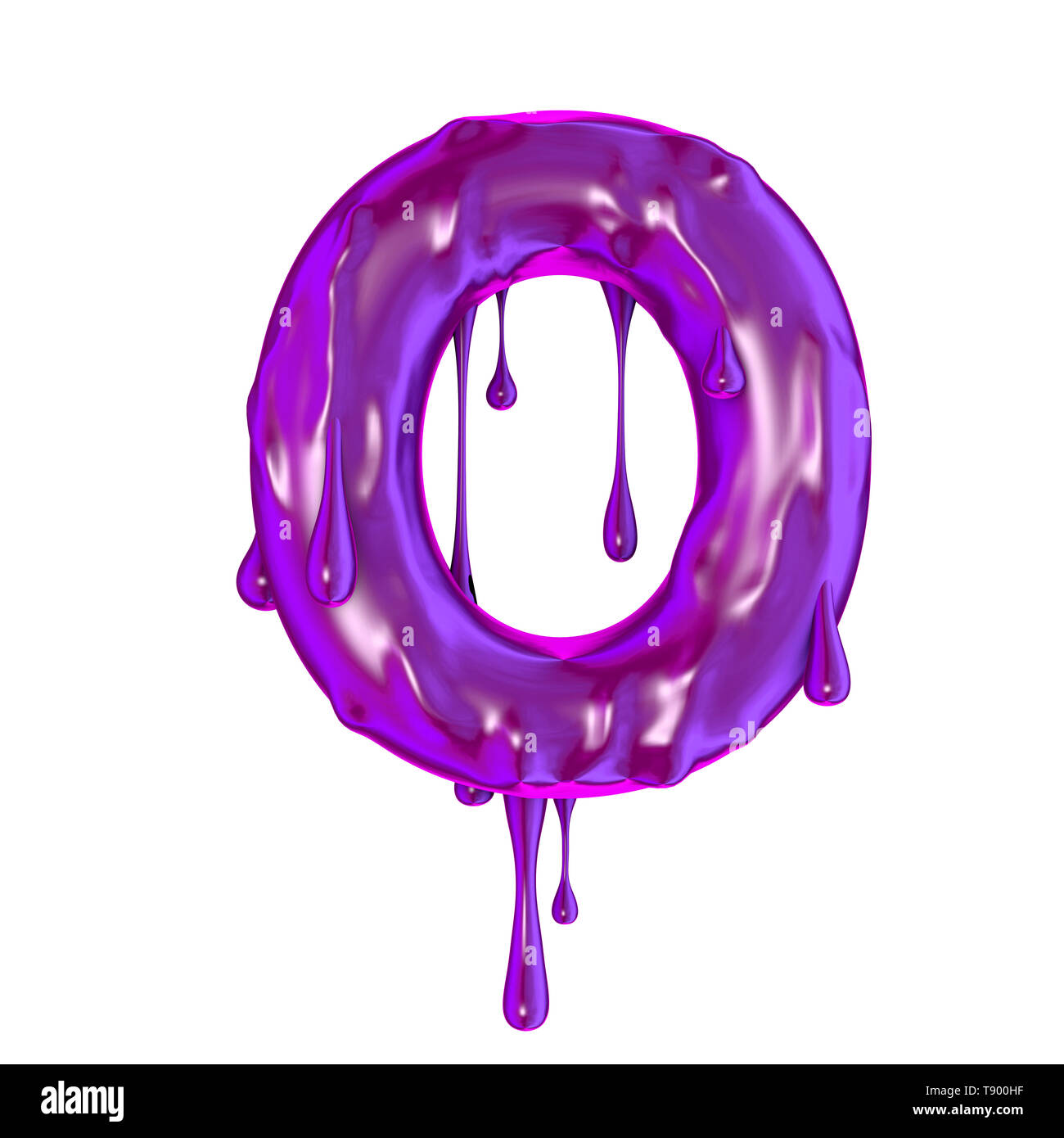 Slime dégoulinant violet halloween lettre majuscule O Banque D'Images