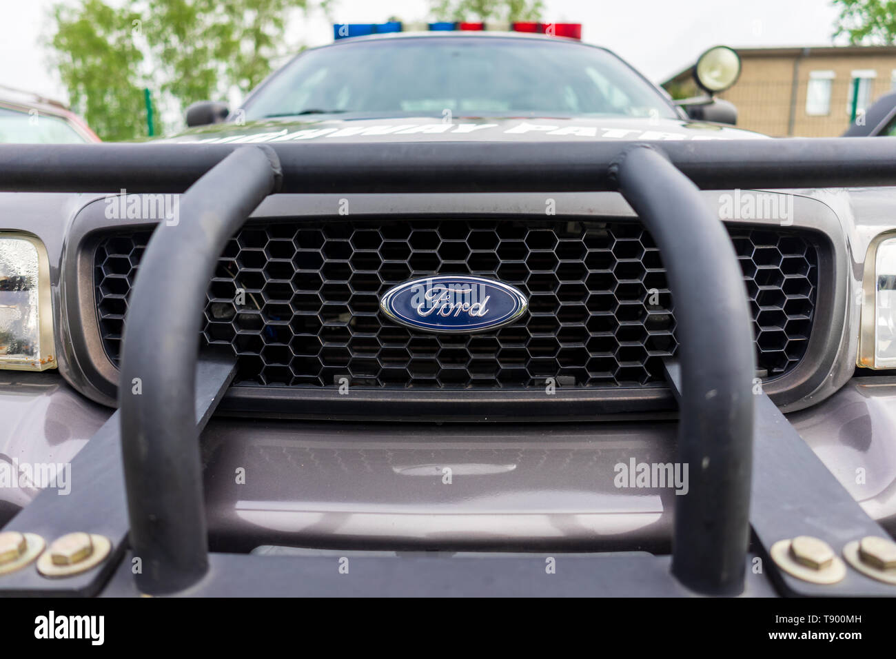 BERLIN - 27 avril 2019 : Fragment de la voiture spéciale Ford Crown Victoria Police Interceptor P71, 2004 Banque D'Images
