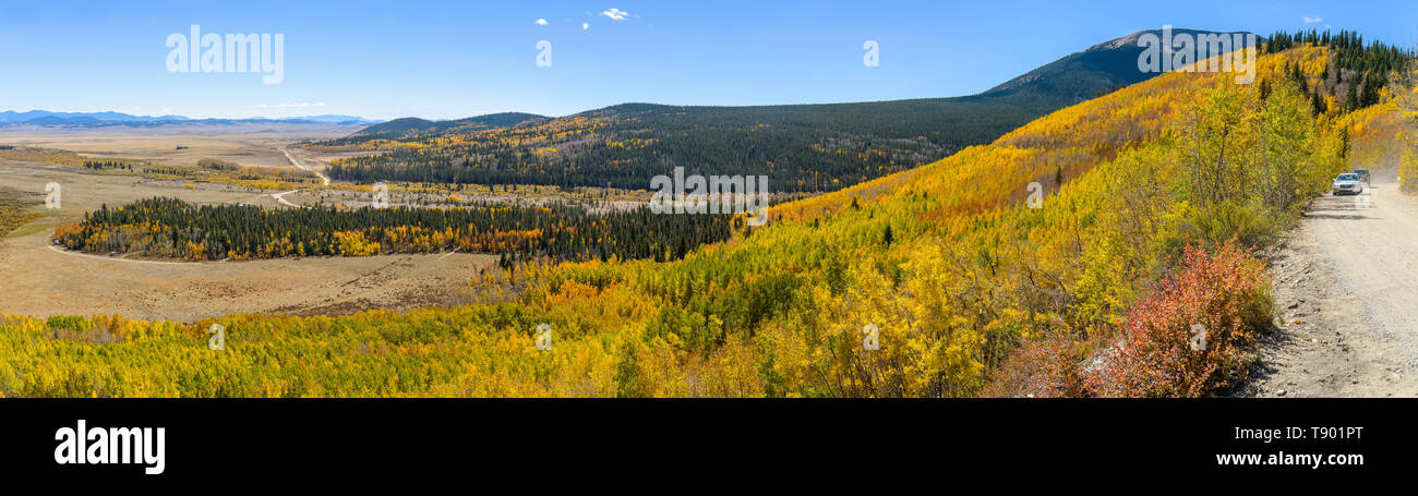 L'automne à South Park - une vue panoramique de l'automne sommaire du parc sud, à la recherche de Boreas Pass, Côme, Colorado, USA. Banque D'Images