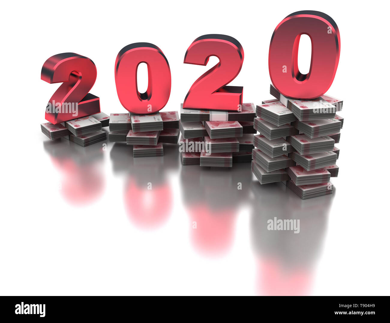 L'économie de la Chine en pleine croissance 2020 (isolé sur fond blanc) Banque D'Images