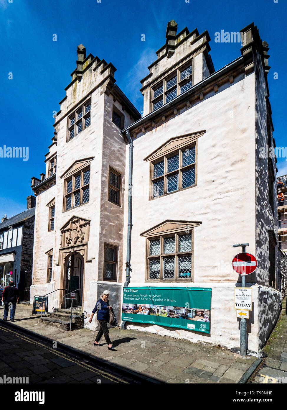 Plas Mawr Conwy - maison élisabéthaine à Conwy, au nord du Pays de Galles. Construit par Robert Wynn entre 1576 et 1585. Monument prévue et Grade 1 dans la liste. Cadw Banque D'Images
