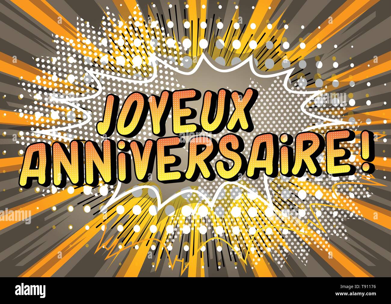 Joyeux Anniversaire Joyeux Anniversaire En Francais Vector Illustration Comic Book Style Phrase Image Vectorielle Stock Alamy
