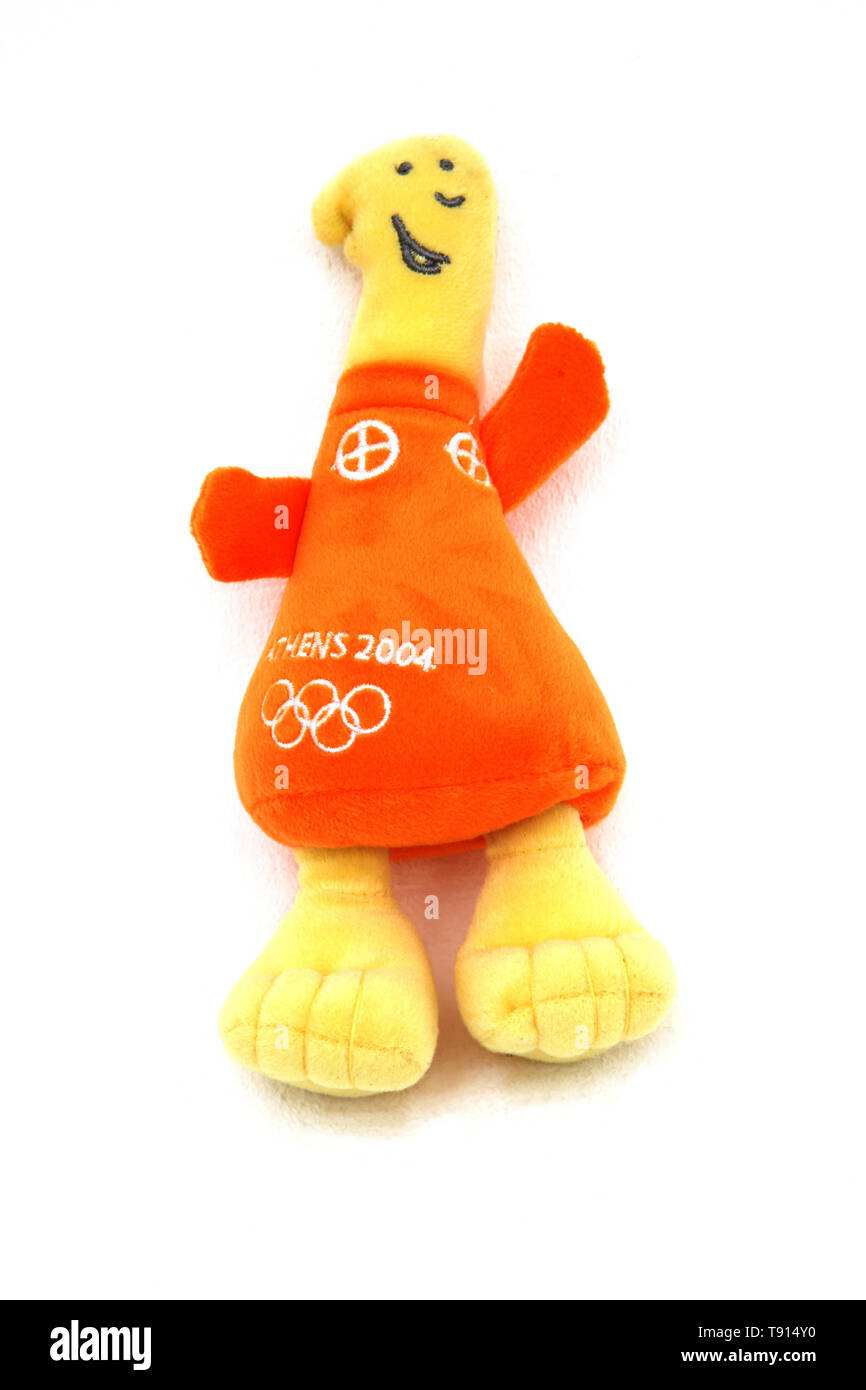 Mascotte olympique 2004 Peluche Athena Banque D'Images