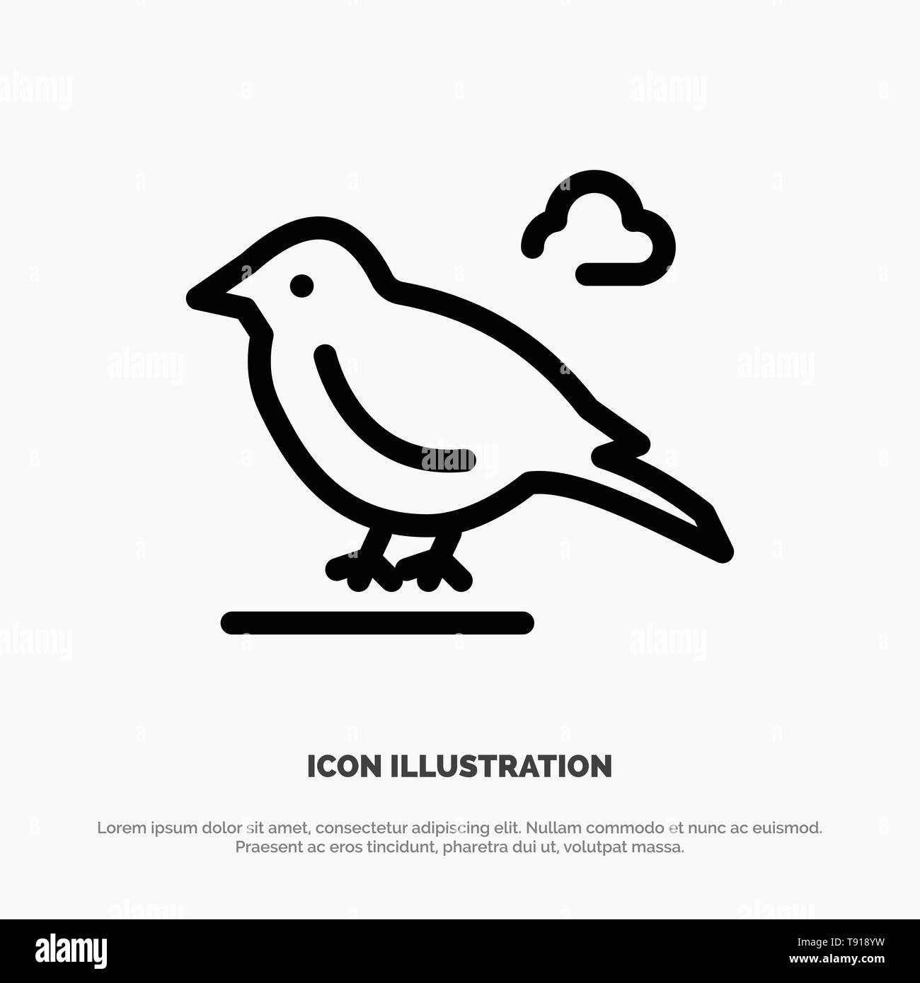 Bird, britannique, petite, l'icône de la ligne Sparrow Vector Illustration de Vecteur